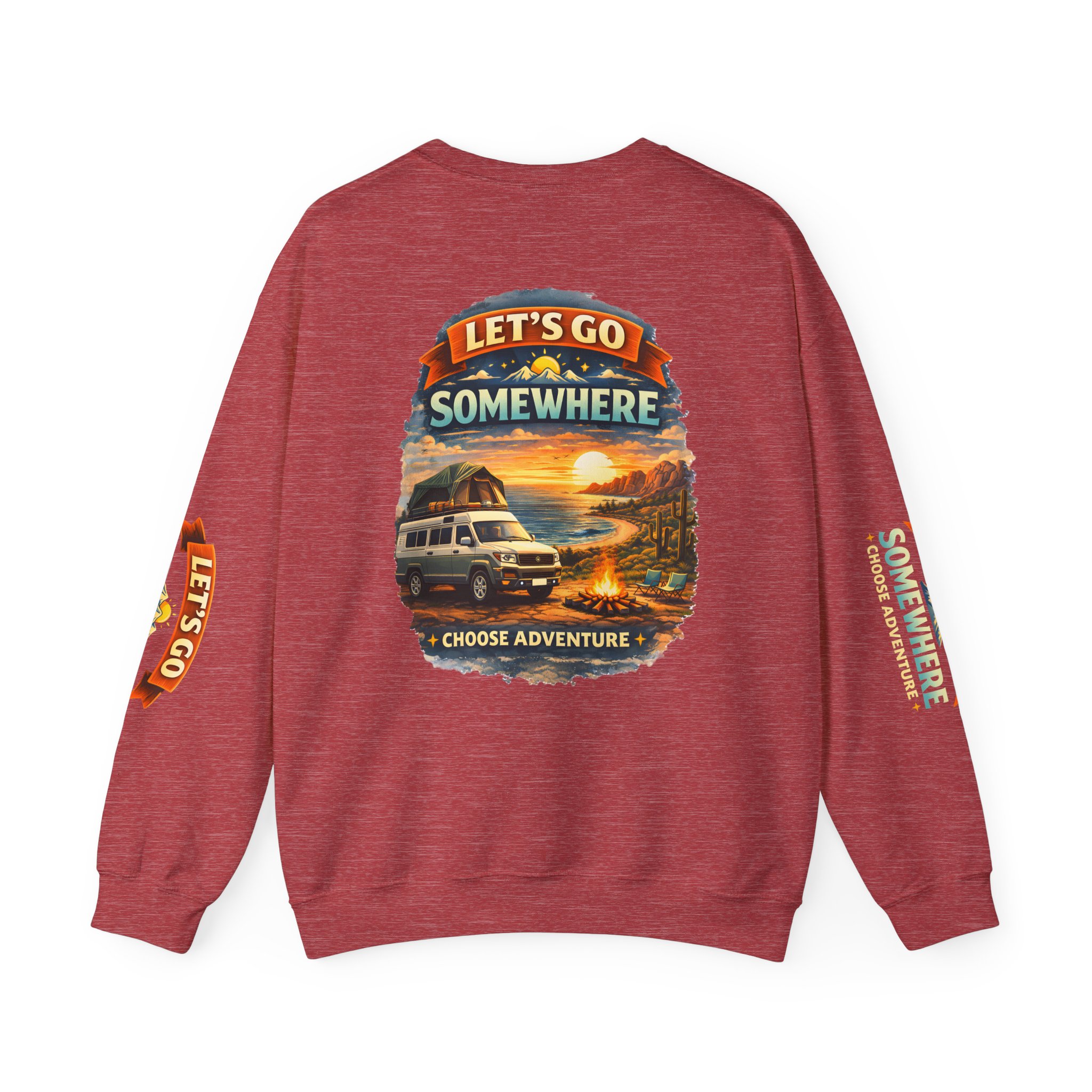 Unisex Heavy Blend™ Crewneck Sweatshirt — "Lets Go Somewhere" Design Scenic-Line