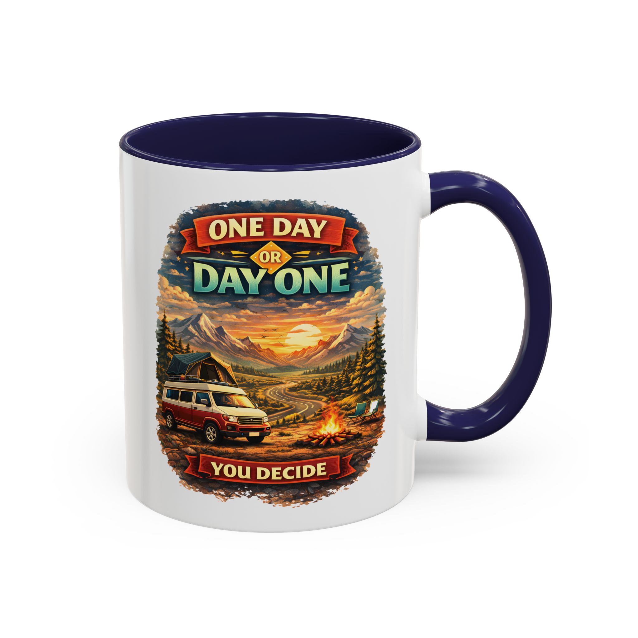 Accent Coffee Mug (11, 15oz) — "One Day Or Day One" Design Scenic-Line