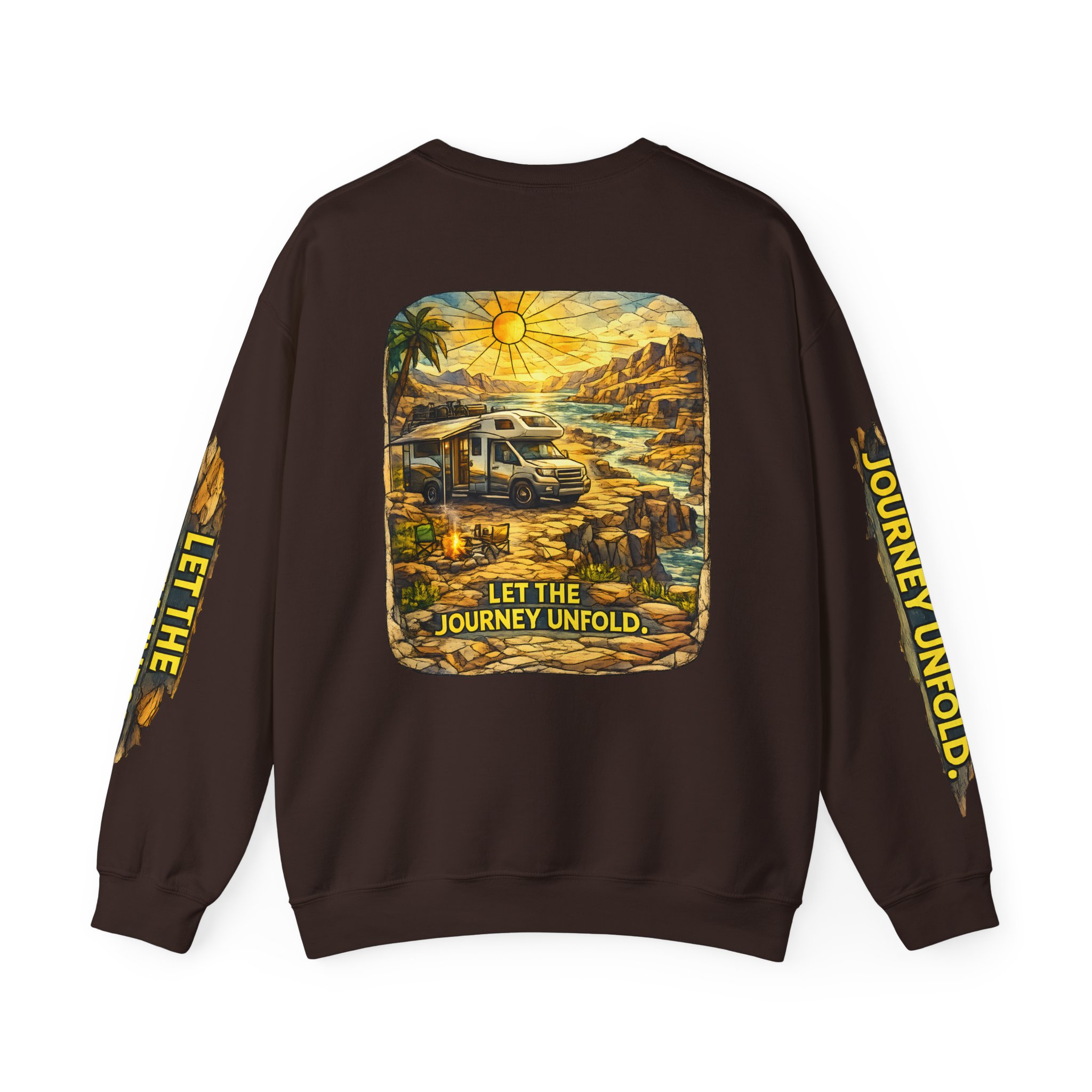 Unisex Heavy Blend™ Crewneck Sweatshirt — "Let The Journey Unfold" Design Cubic-Line