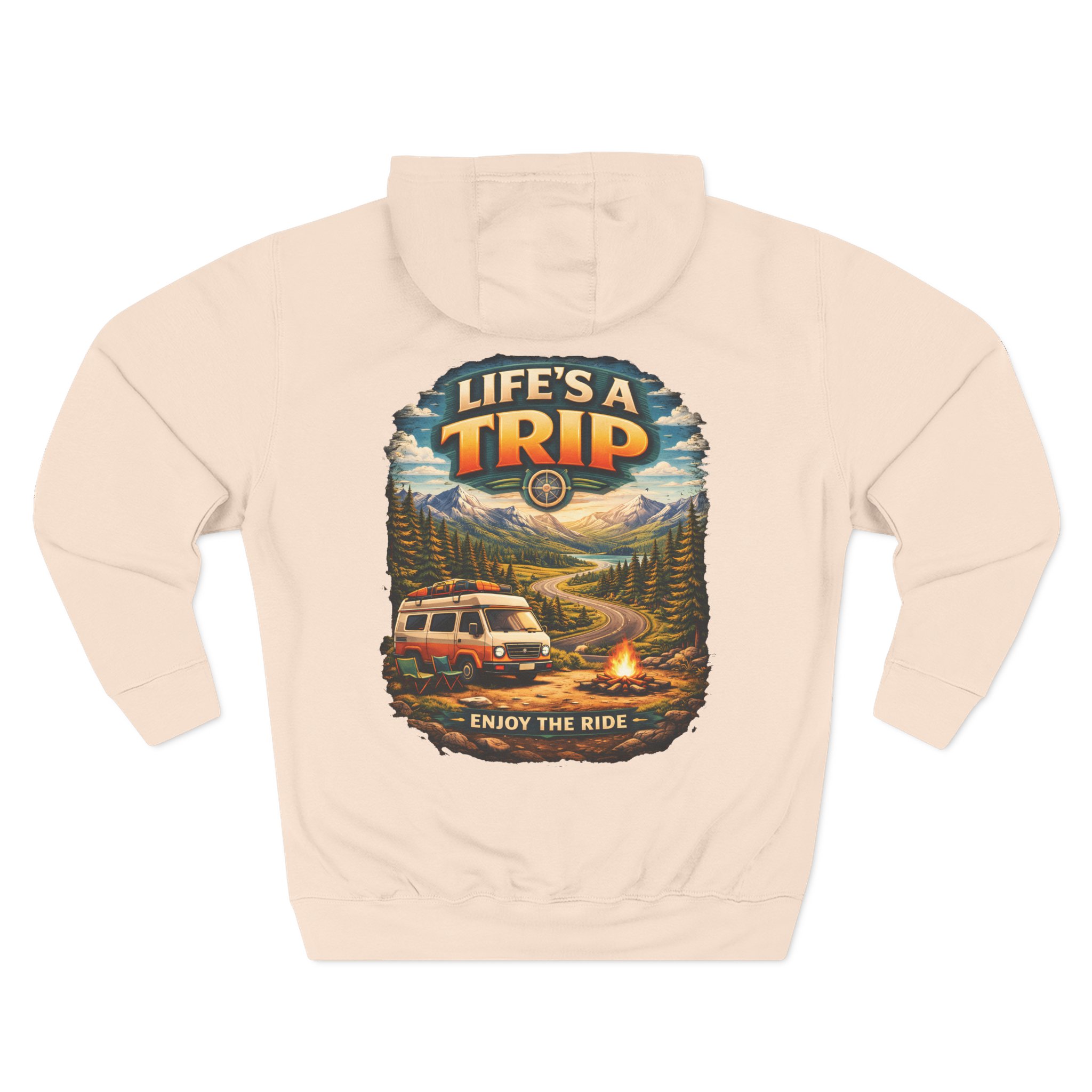 Three-Panel Fleece Hoodie - "Life s A Trip" Design Scenic-Line