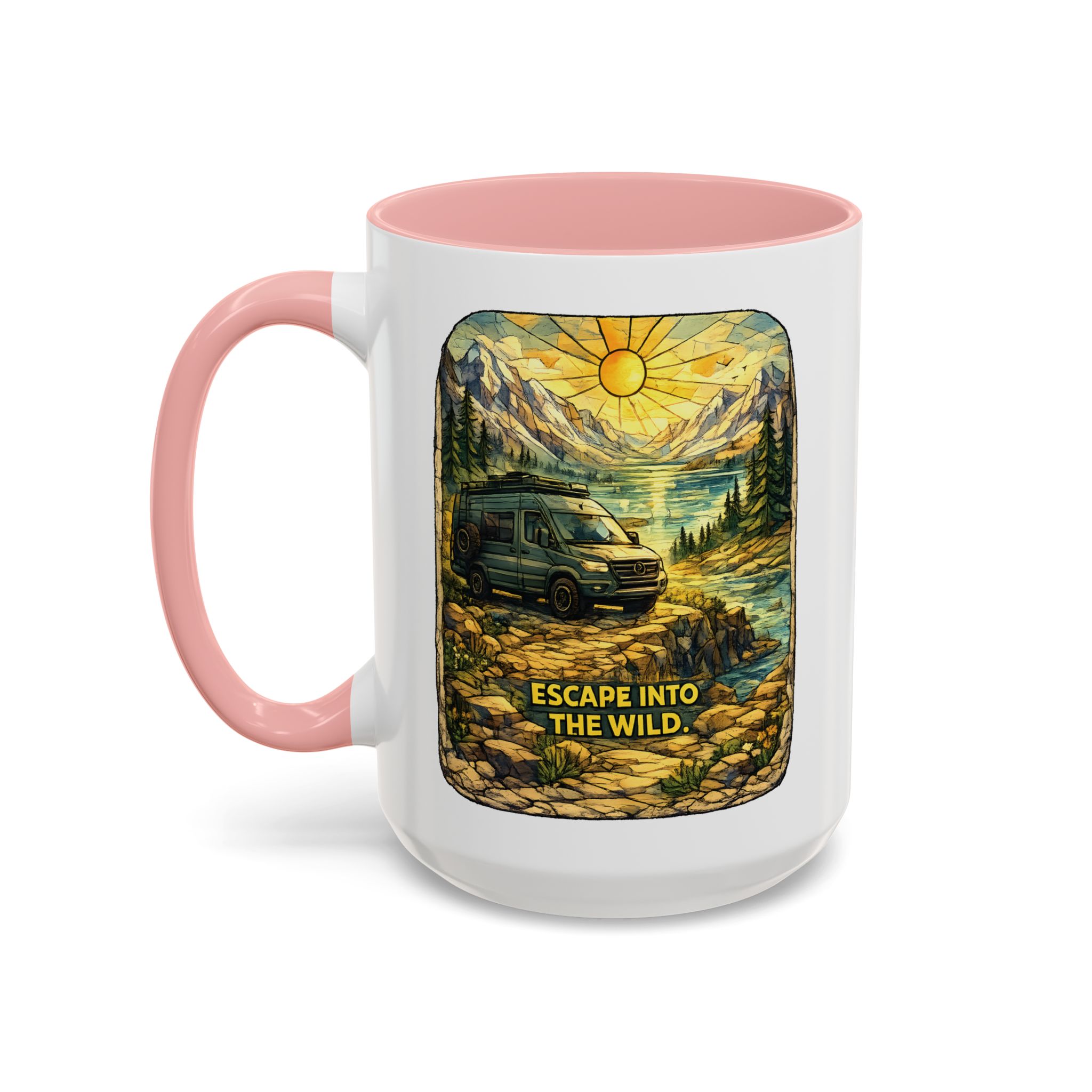Accent Coffee Mug (11, 15oz) — "Escape Into The Wild" Design Cubic-Line