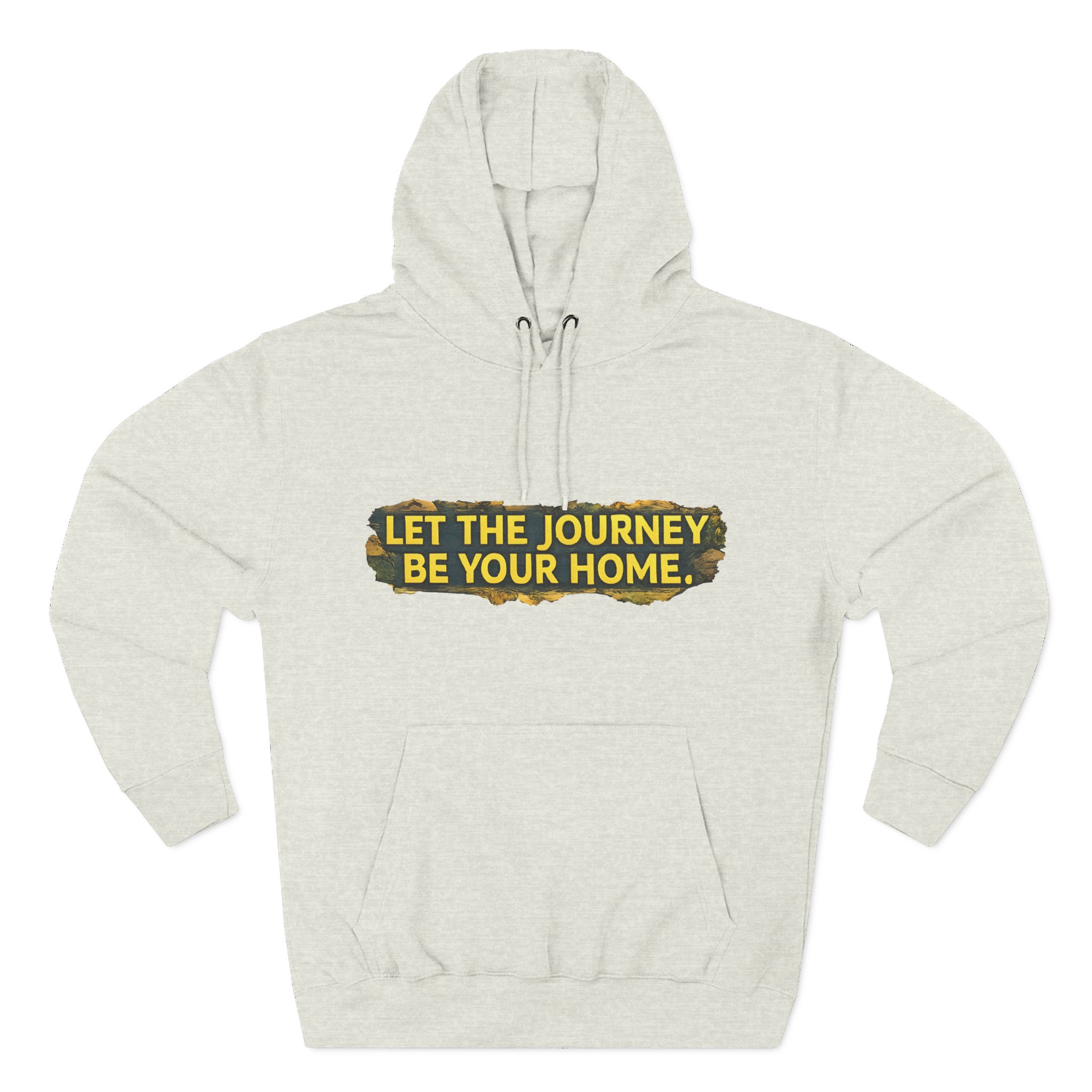 Three-Panel Fleece Hoodie - "Let The Journey Be Your Home" Design Cubic-Line