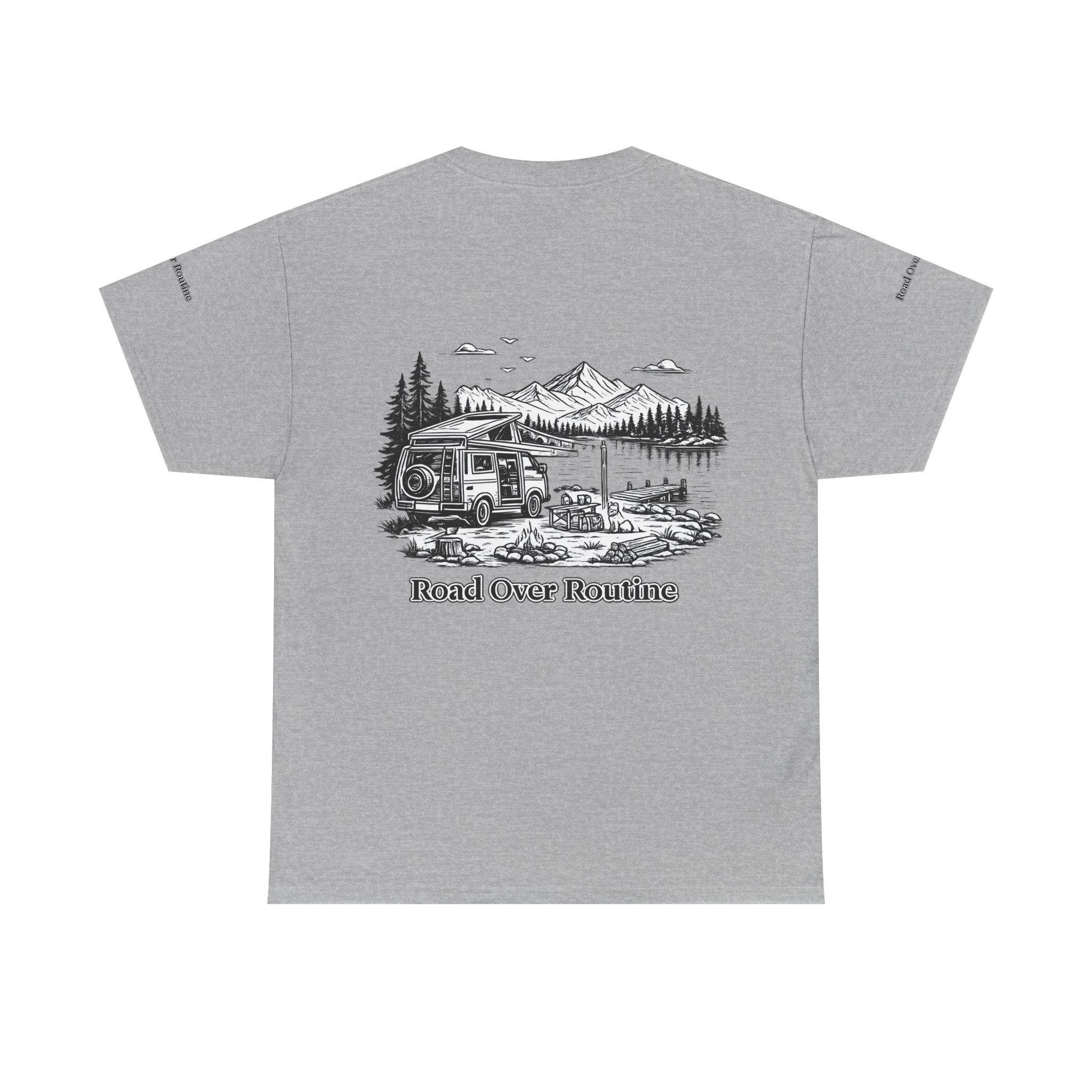 Unisex Heavy Cotton Tee — "Road Over Routine" Design Minimal-Line