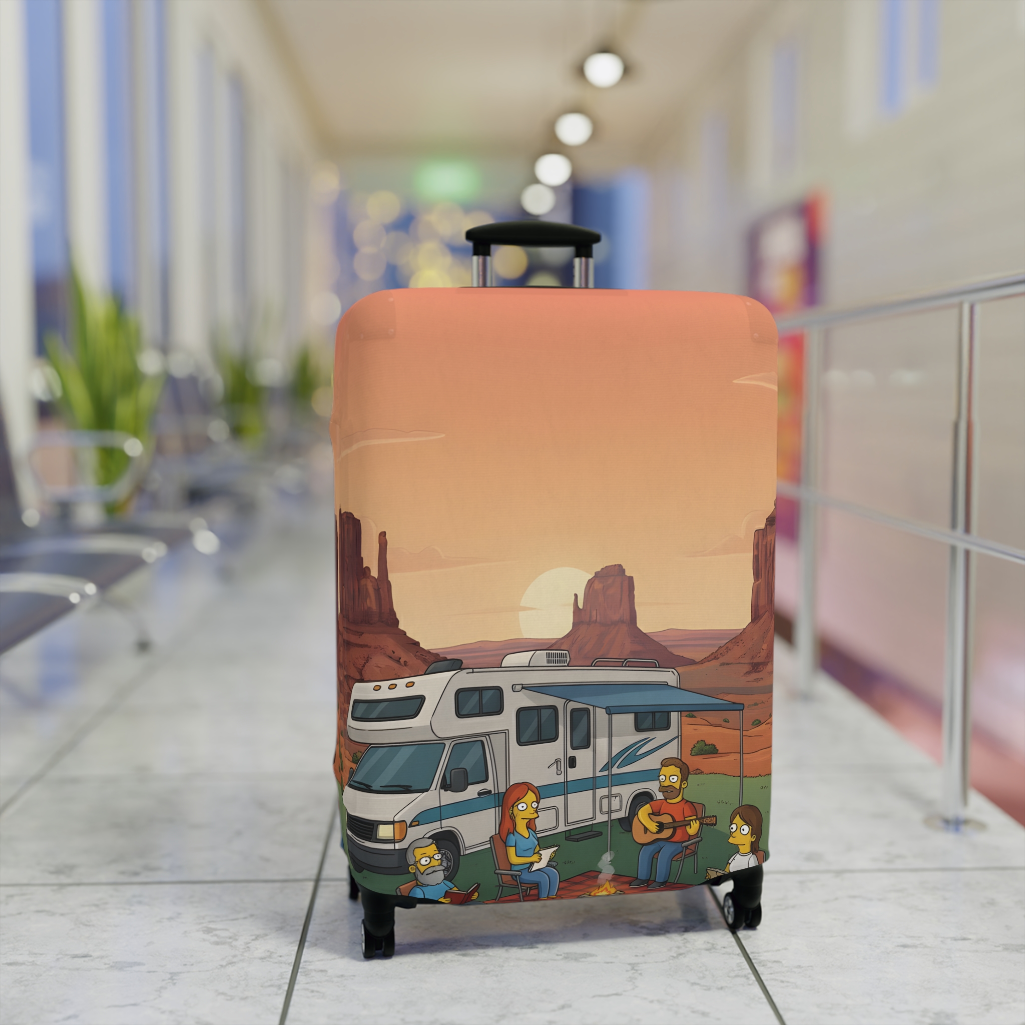 Luggage Cover — Adventure Camper Sketch Travel Suitcase(Design Sitcom-Line)