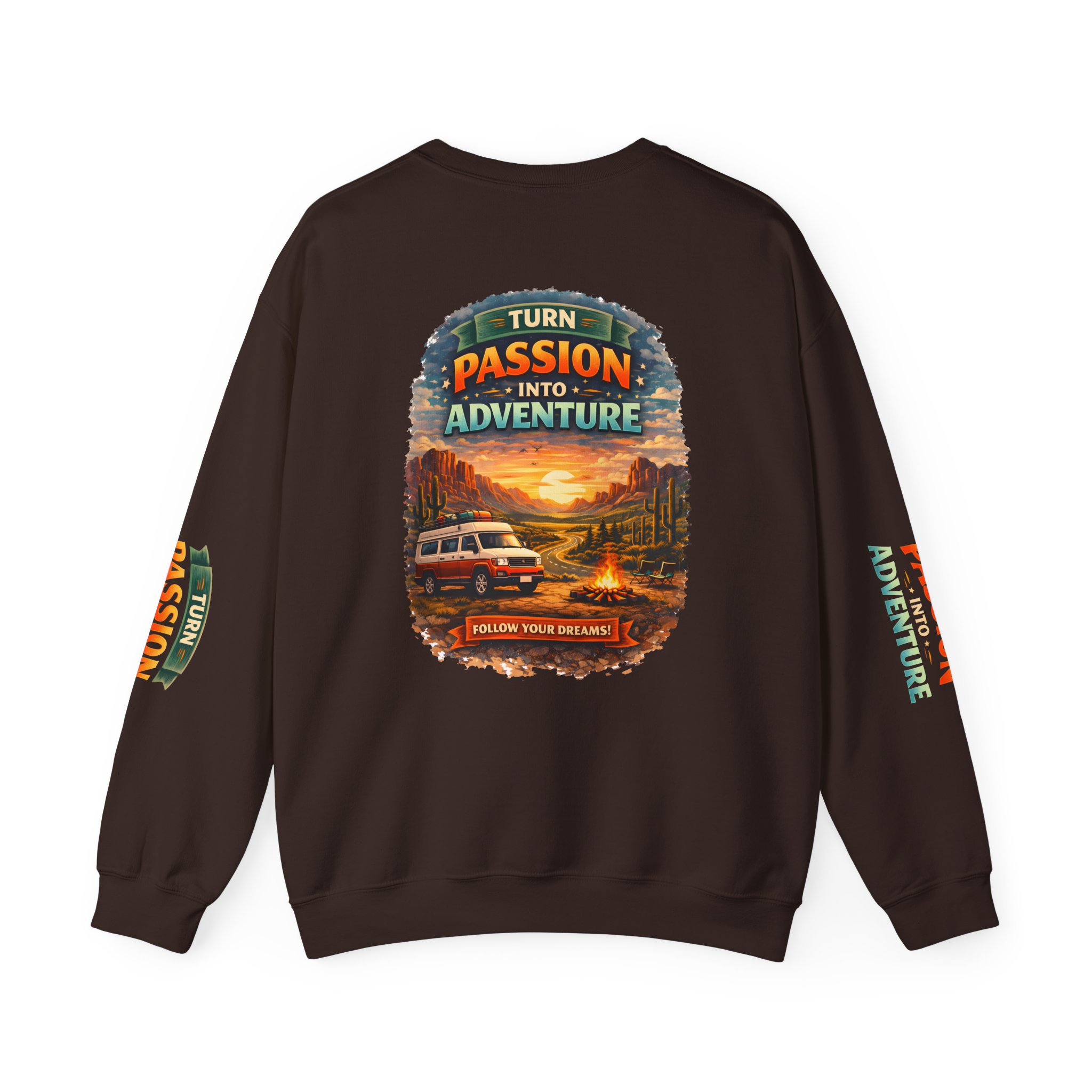 Unisex Heavy Blend™ Crewneck Sweatshirt — "Turn Passion Into Adventure" Design Scenic-Line