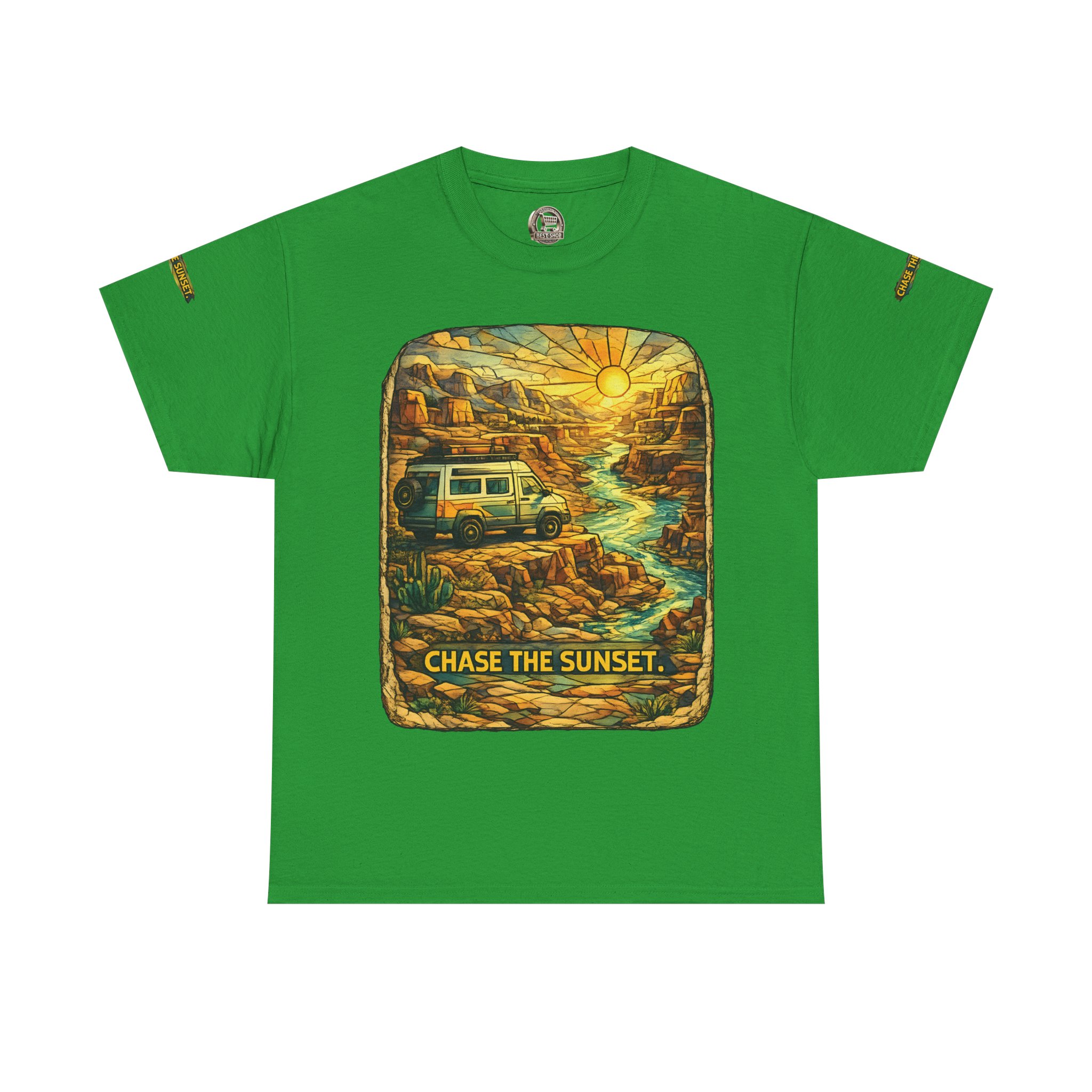 3184515791429689655_2048.jpeg Unisex Heavy Cotton Tee — "Chase The Sunset" Design Cubic-Line