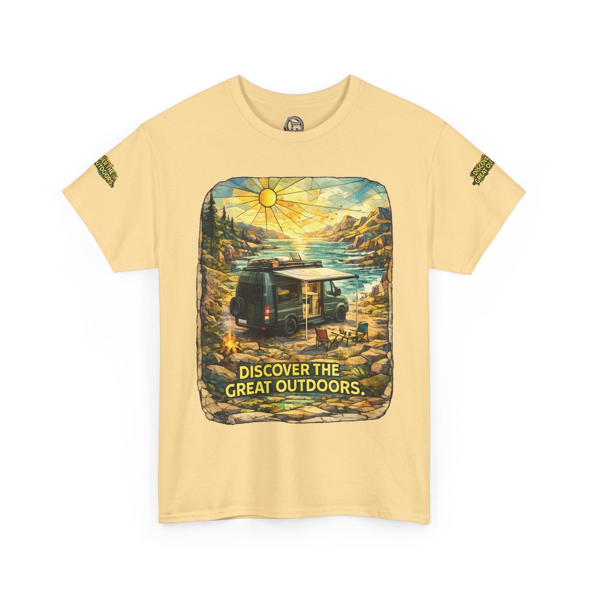 Unisex Heavy Cotton Tee — "Discover The Great Outdoors" Design Cubic-Line