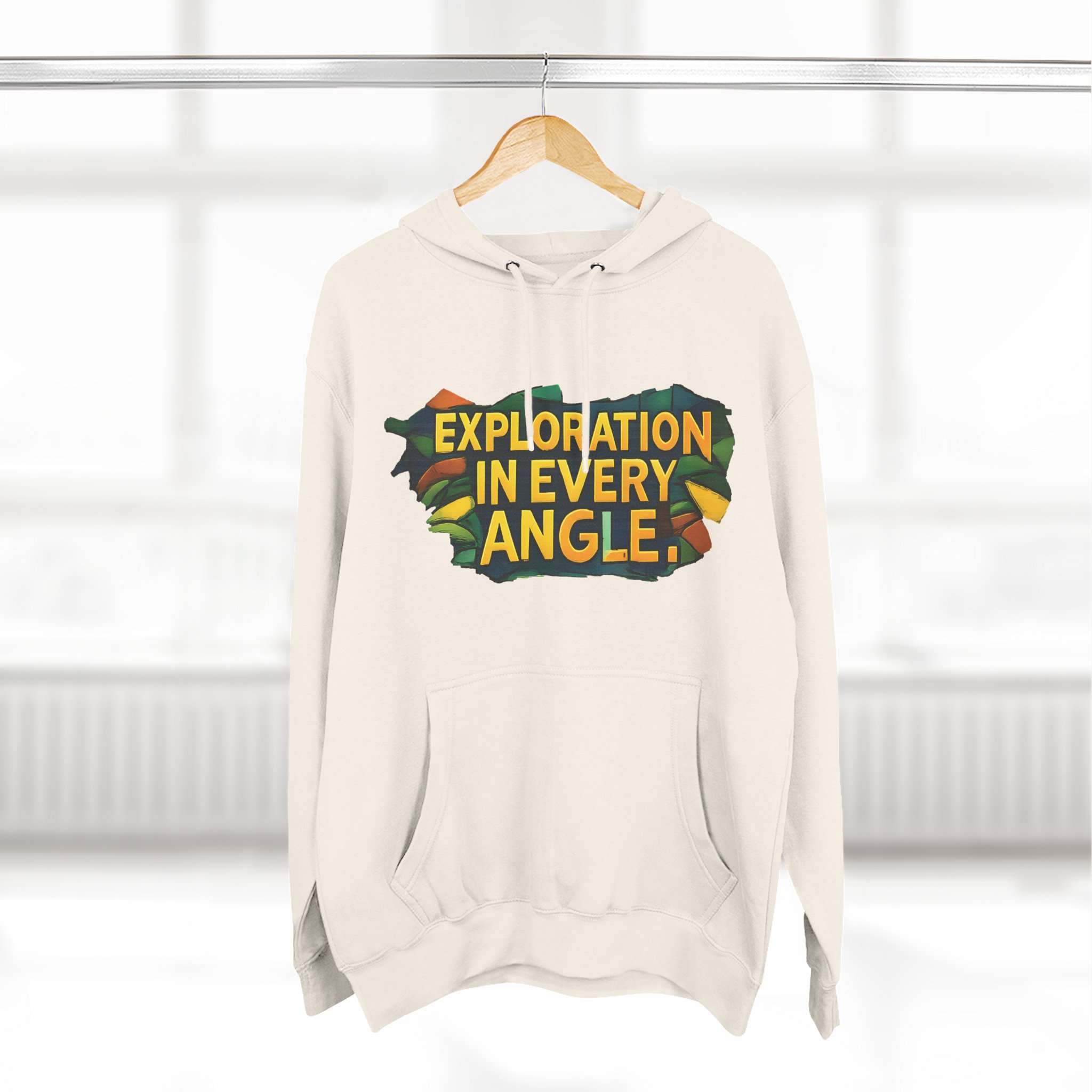 Three-Panel Fleece Hoodie - "Exploration In Every Angle" Design Cubic-Line