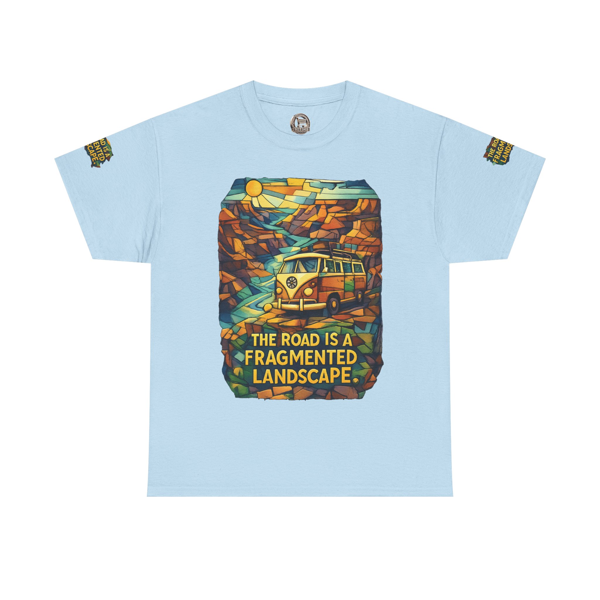 3193106412394565217_2048.jpeg Unisex Heavy Cotton Tee — "The Road Is A Fragmented Landscape" Design Cubic-Line
