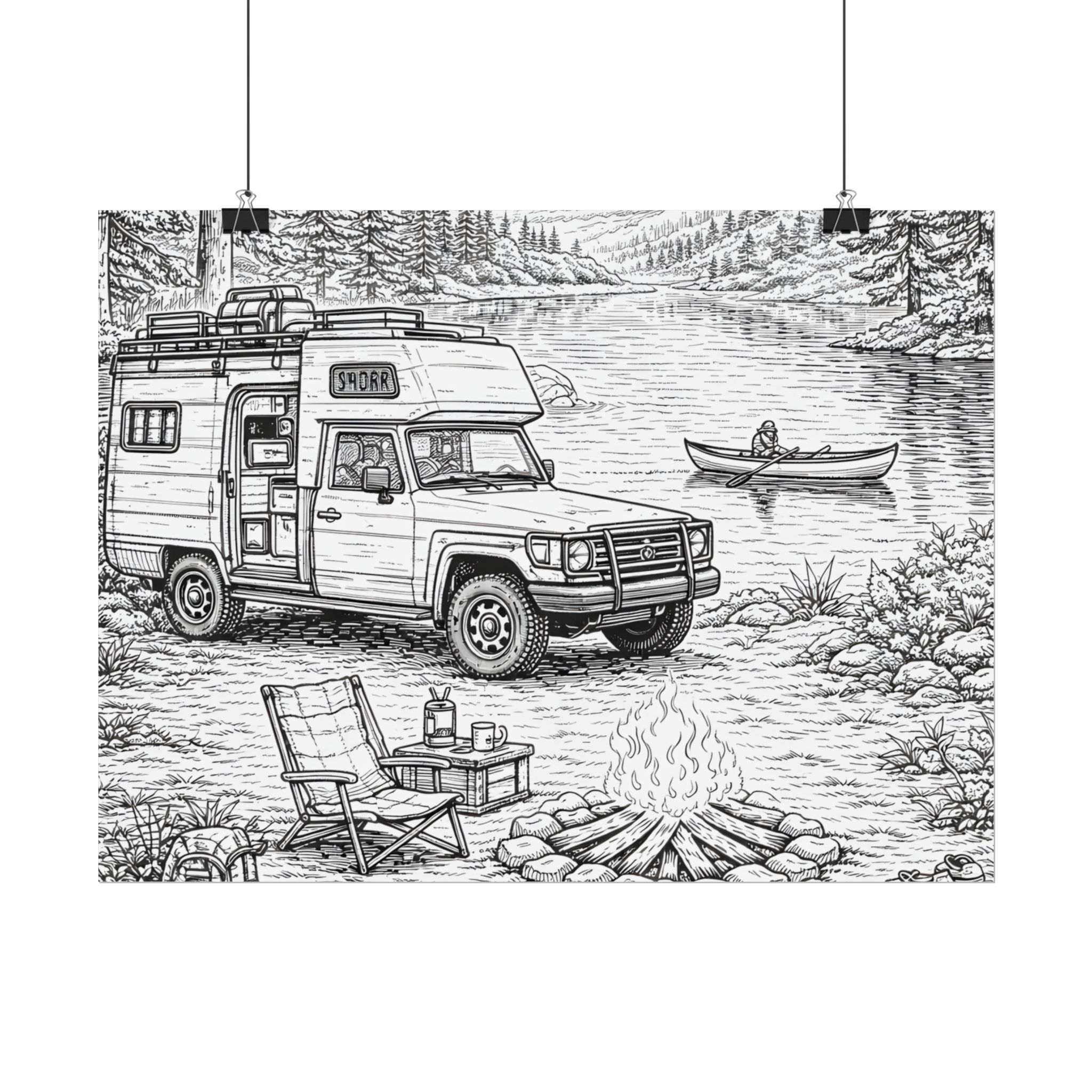 Campervan Poster — Vintage RV Camping Landscape Wall Art