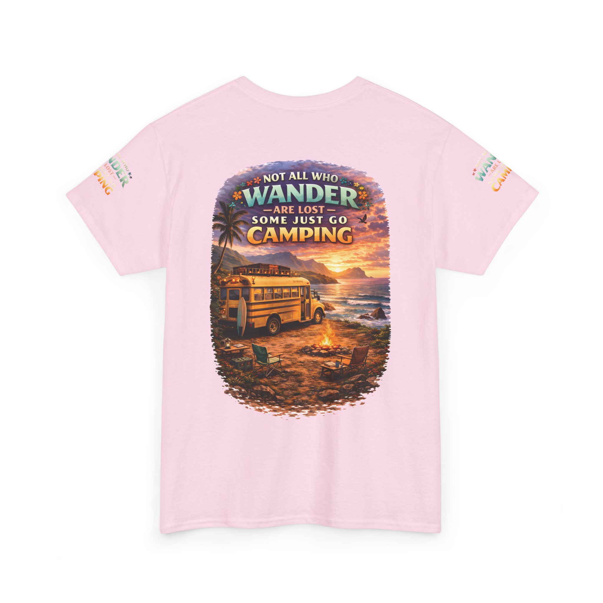 Unisex Heavy Cotton Tee — "Not All Who Wander Are Lost" Design Scenic-Line