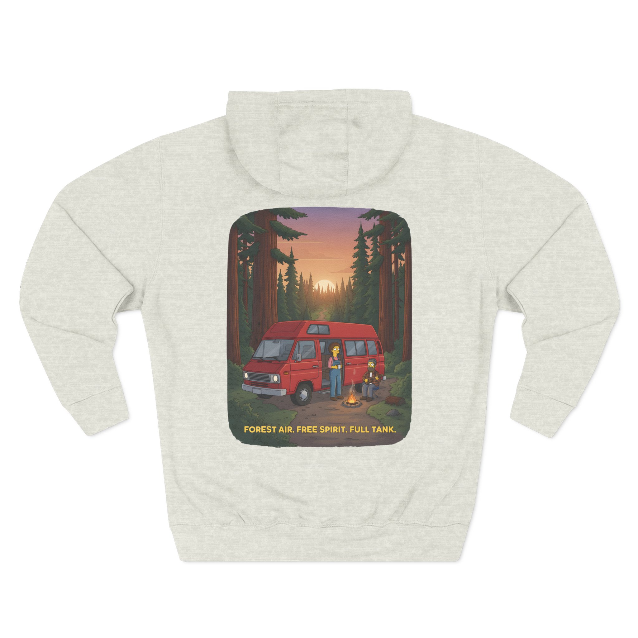 Three-Panel Fleece Hoodie - "Forest Air Free Spirit Full Tank" Design Sitcom-Line