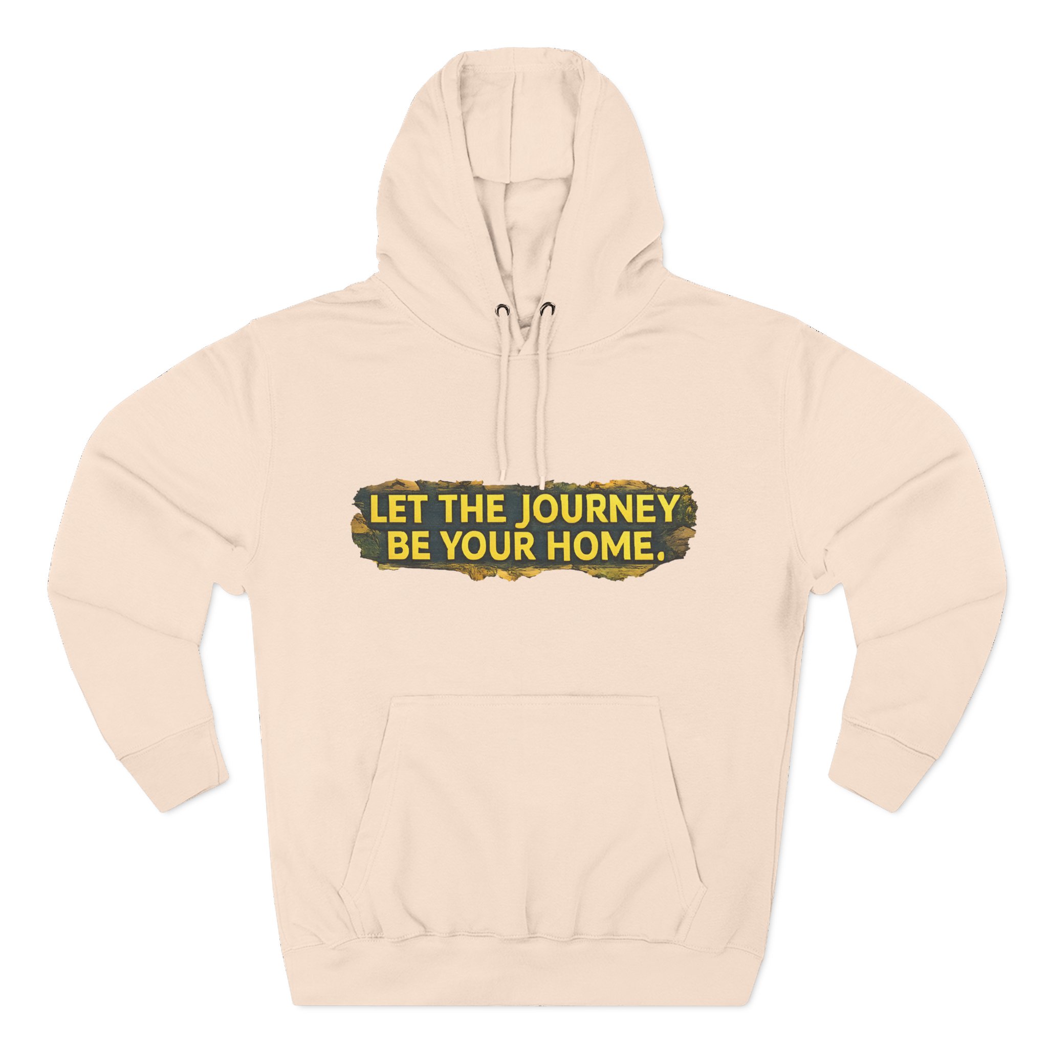 Three-Panel Fleece Hoodie - "Let The Journey Be Your Home" Design Cubic-Line