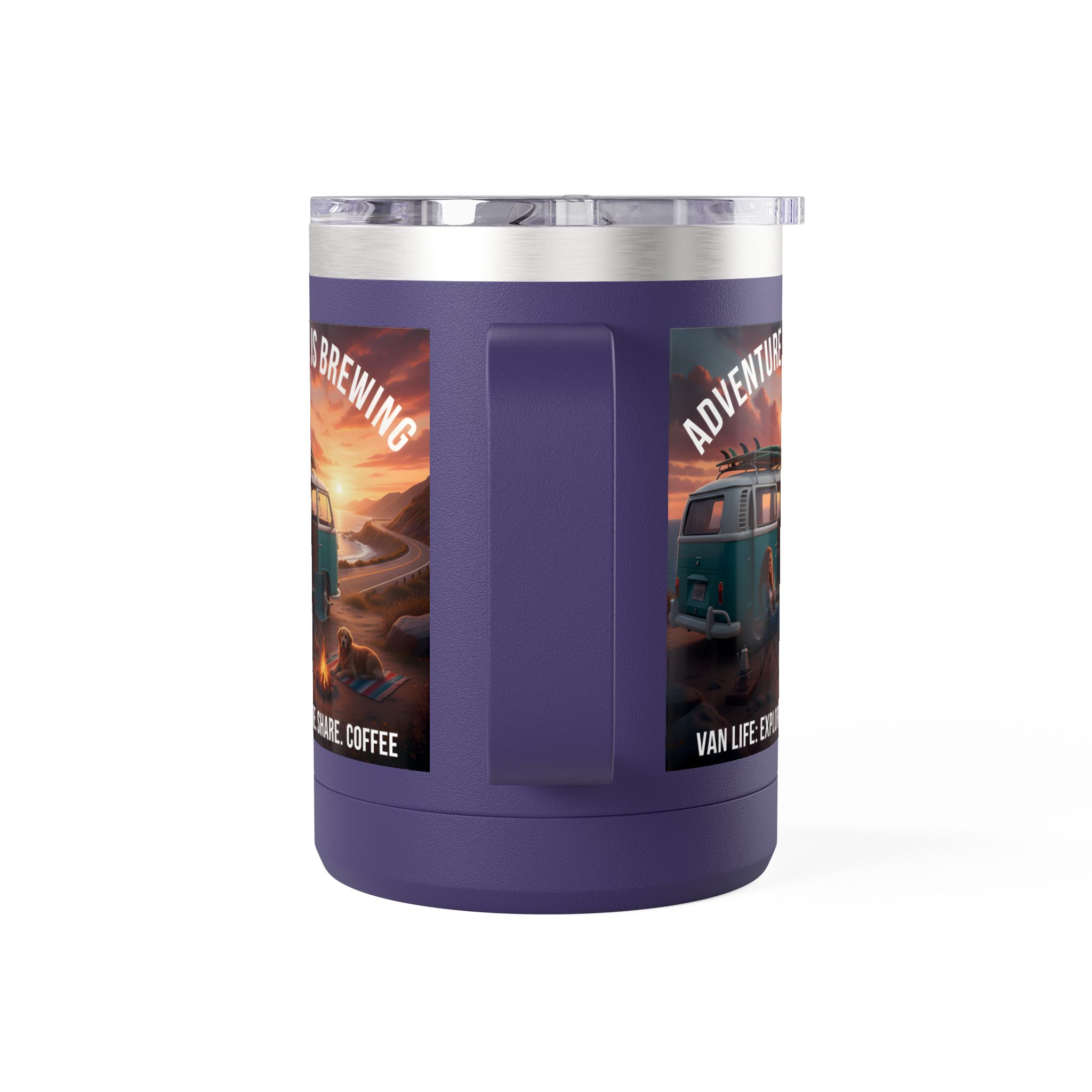Coffee Mug Tumbler, 15oz-- "Adventure Is Brewing"