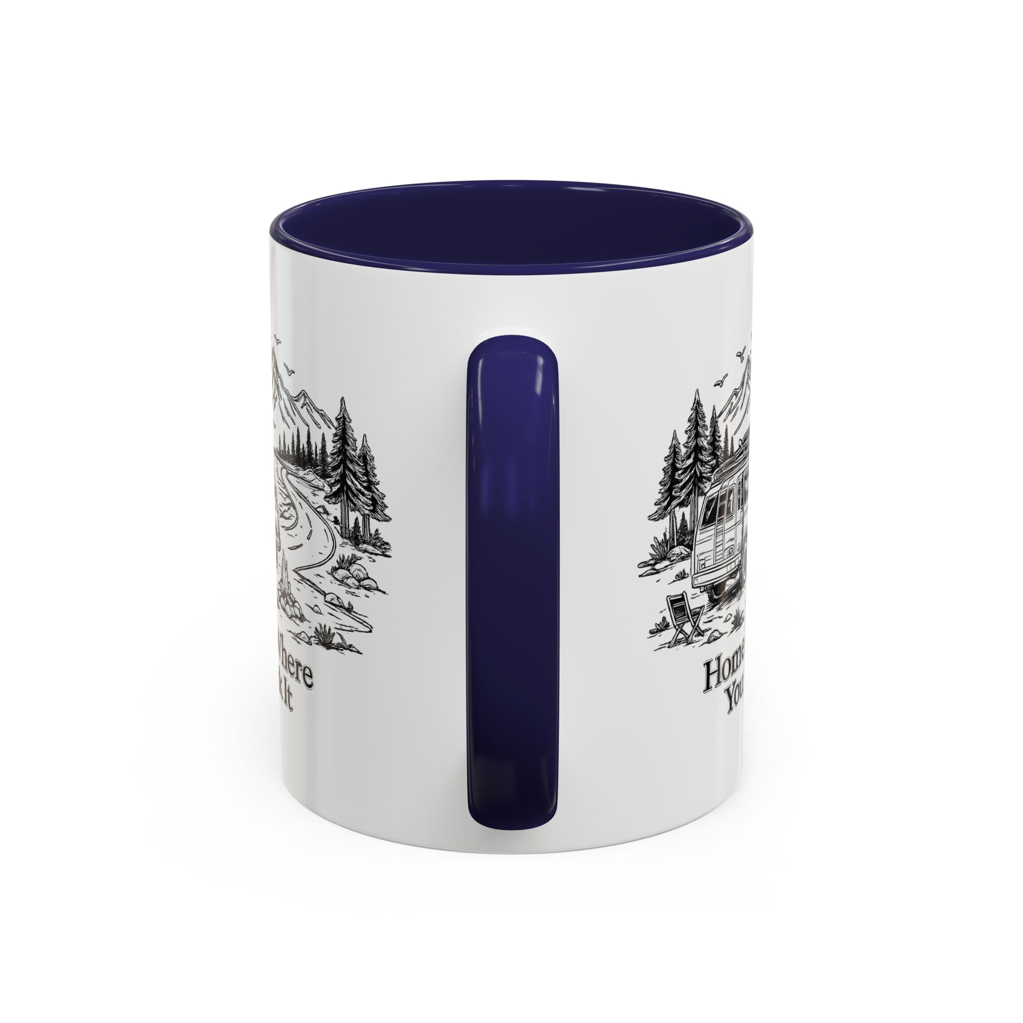 Accent Coffee Mug (11, 15oz) — "Home Is Where You Park It" Design Minimal-Line