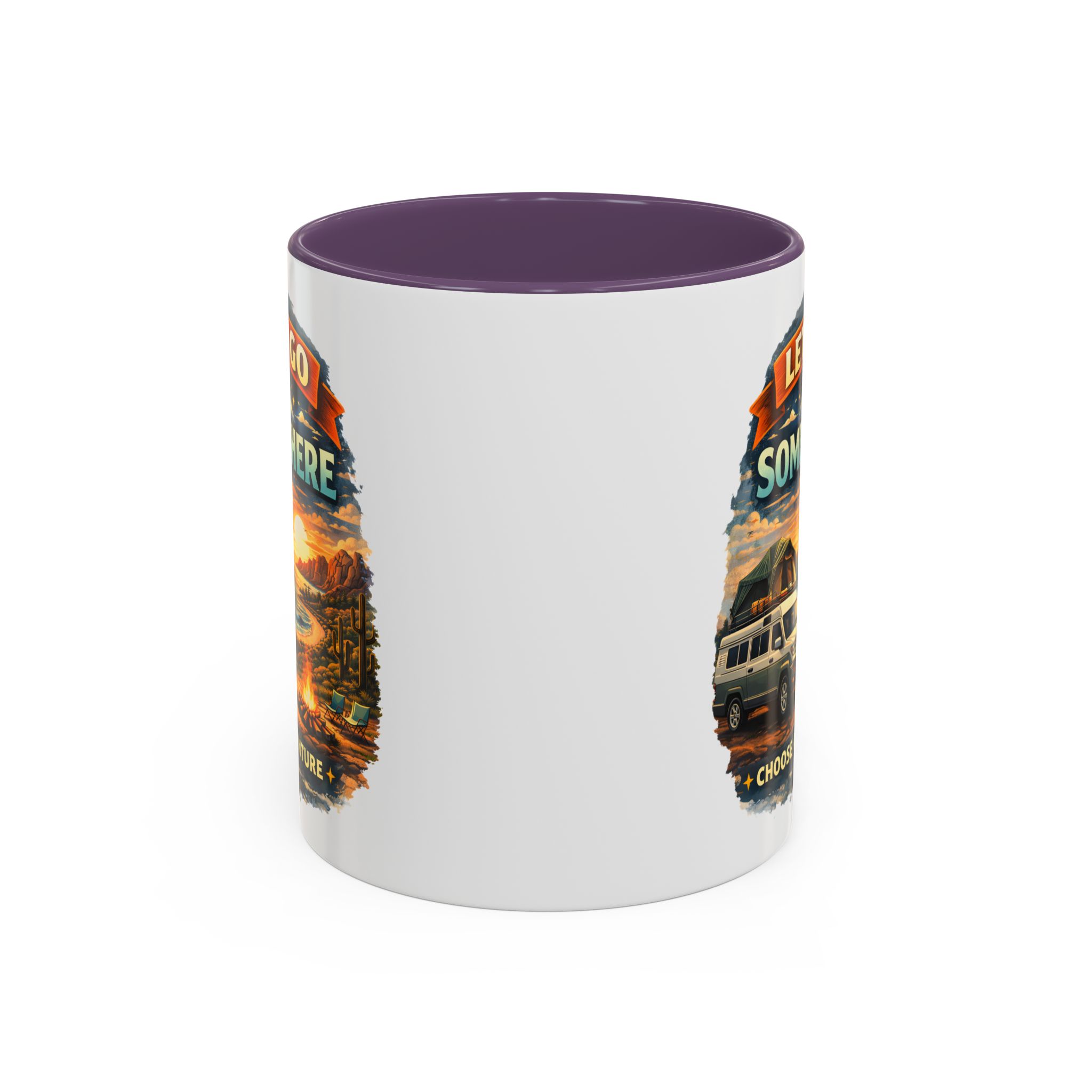 Accent Coffee Mug (11, 15oz) — "Lets Go Somewhere" Design Scenic-Line