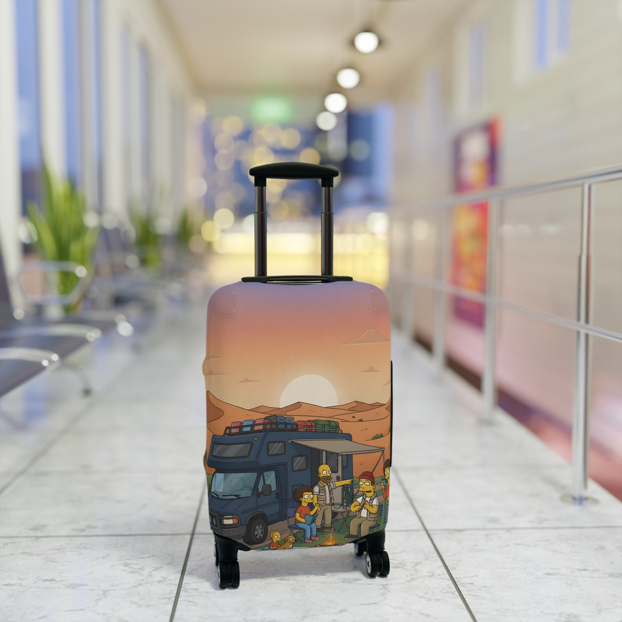 Luggage Cover — Adventure Camper Sketch Travel Suitcase(Design Sitcom-Line)