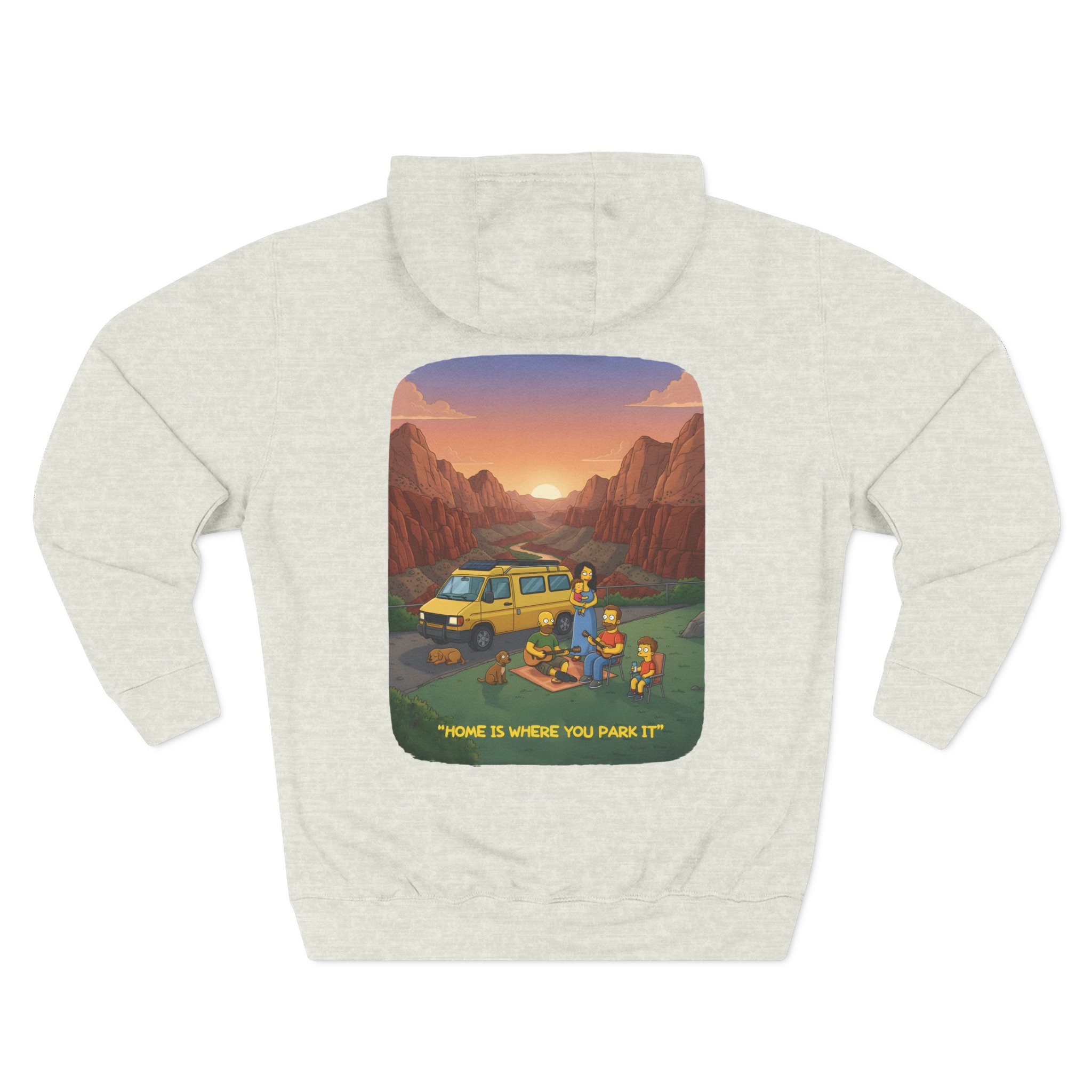 Three-Panel Fleece Hoodie - "Home Is Where You Park It" Design Sitcom-Line