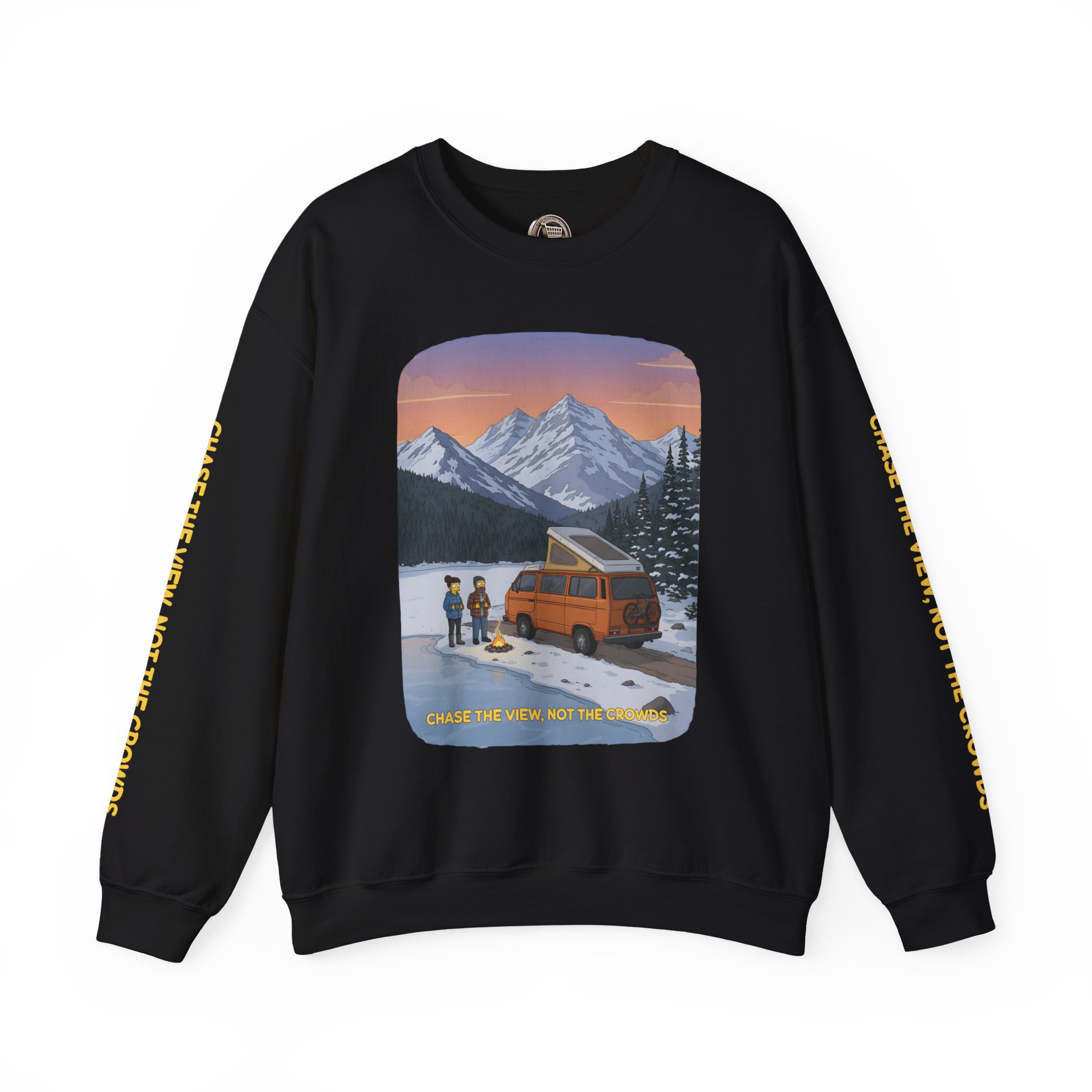 Unisex Heavy Blend™ Crewneck Sweatshirt — "Chase The Views-Not The Crowds"" Design Sitcom-Line