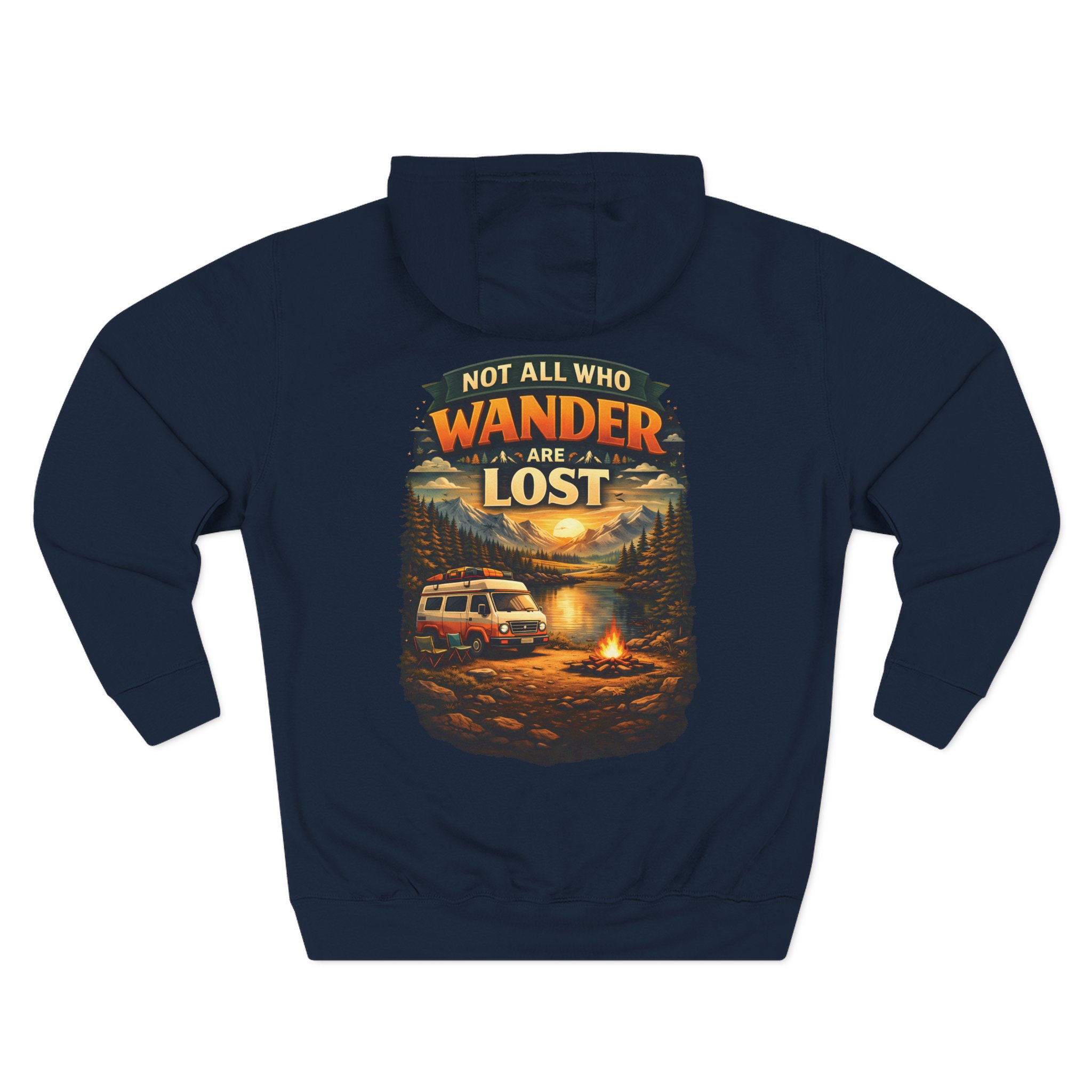 Three-Panel Fleece Hoodie - "Not All Who Wander Are Lost" Design Scenic-Line