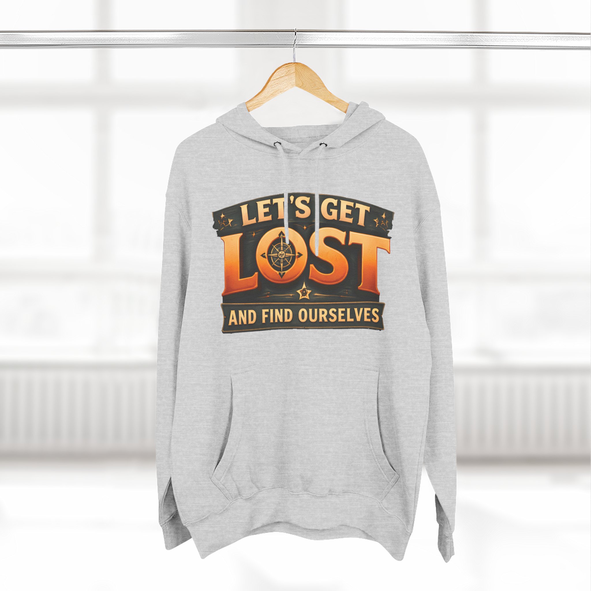 Three-Panel Fleece Hoodie - "Let´s Get Lost And Found Ourselfs" Design Scenic-Line