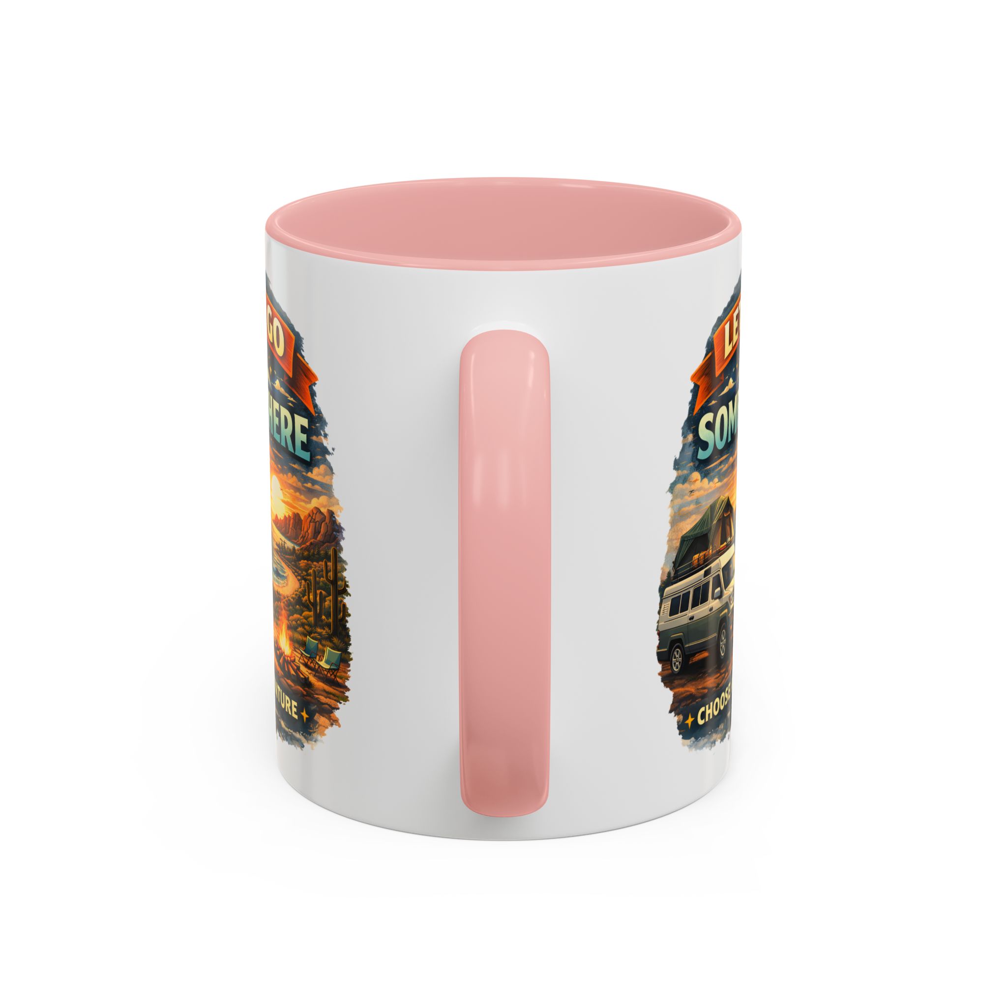 Accent Coffee Mug (11, 15oz) — "Lets Go Somewhere" Design Scenic-Line