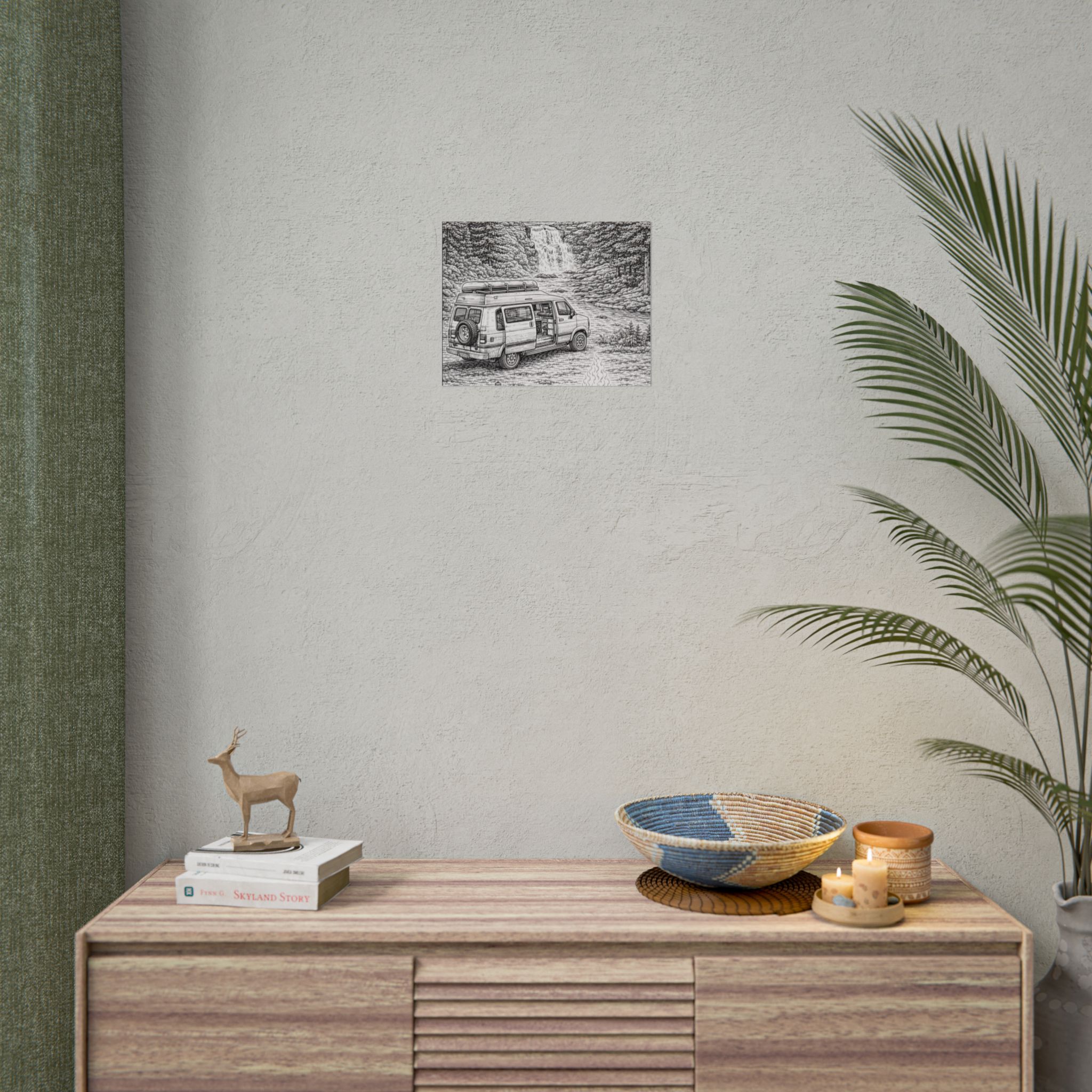 Campervan Poster — Vintage RV Camping Landscape Wall Art