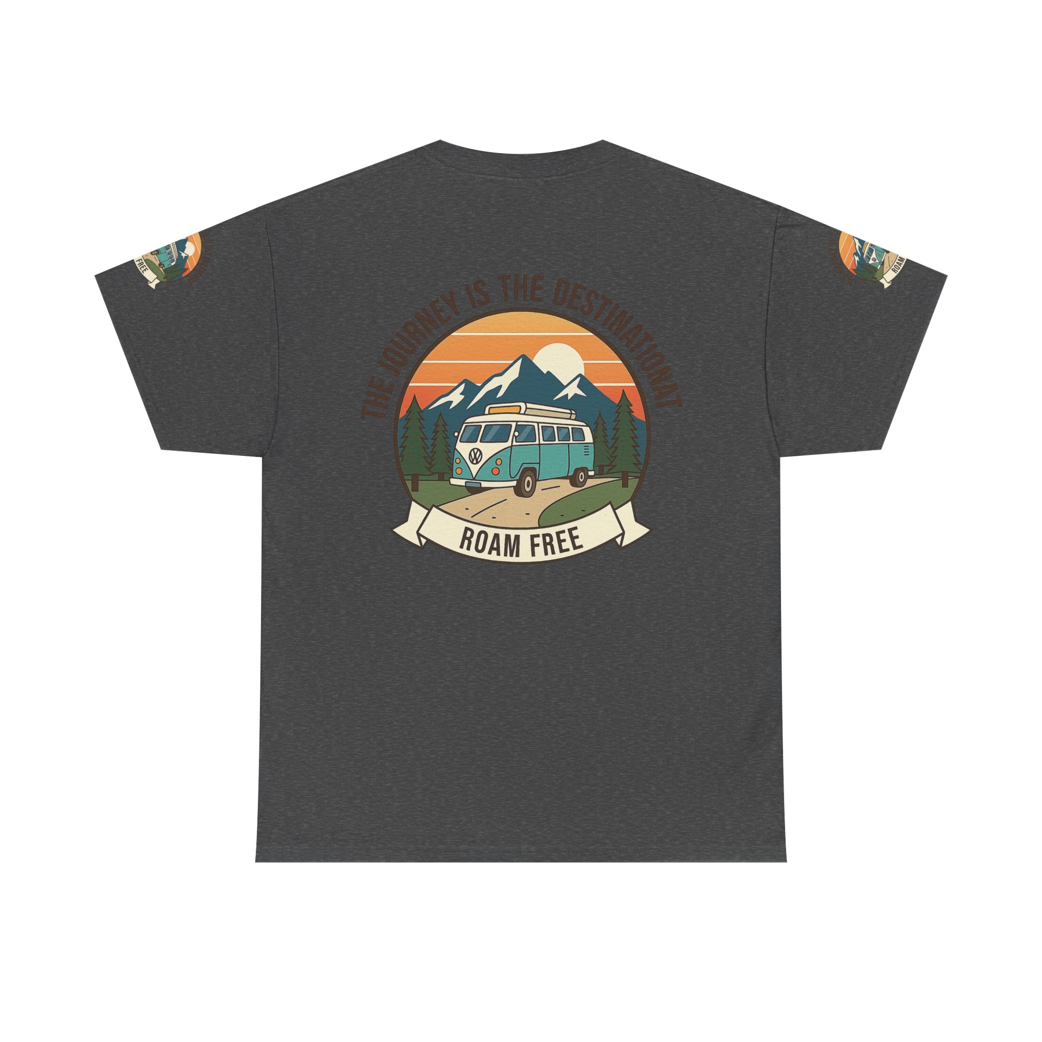 Unisex Heavy Cotton Tee — "The Journey Is The Destination" Roam Free Travel Shirt