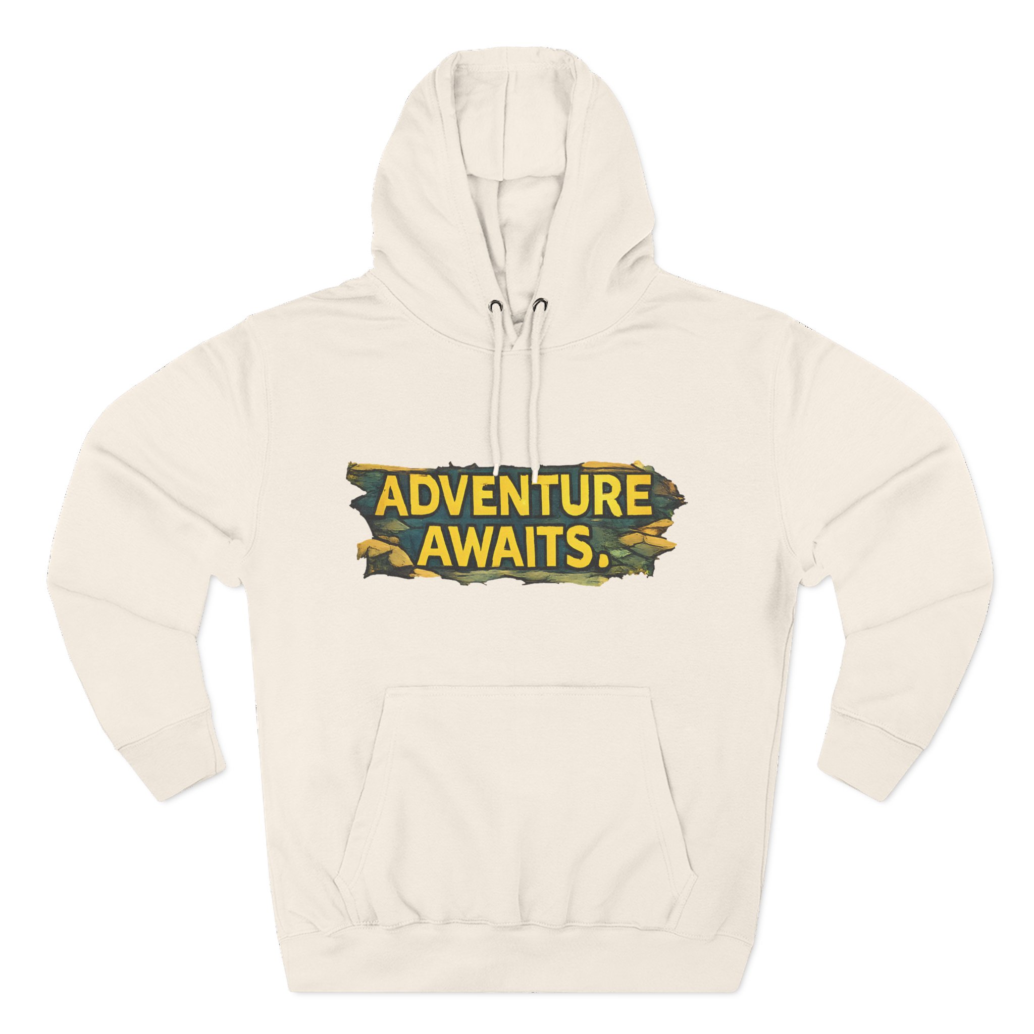 Three-Panel Fleece Hoodie - "Adventure Awaits" Design Cubic-Line