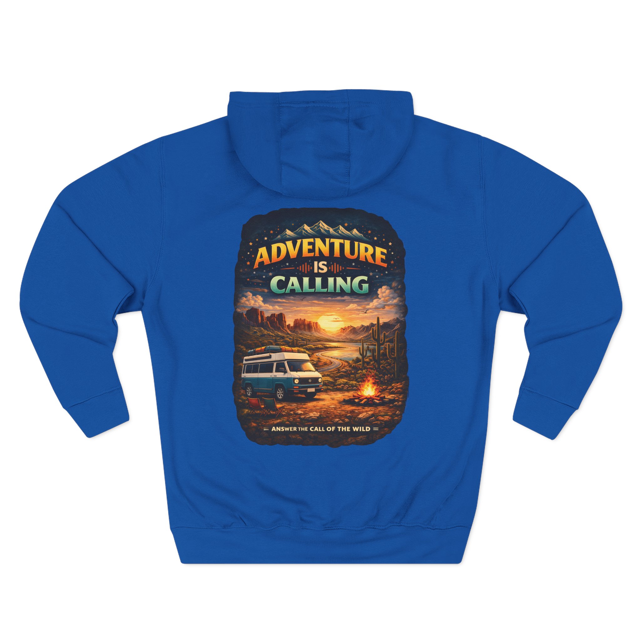 Three-Panel Fleece Hoodie - "Adventure Is Calling" Design Scenic-Line