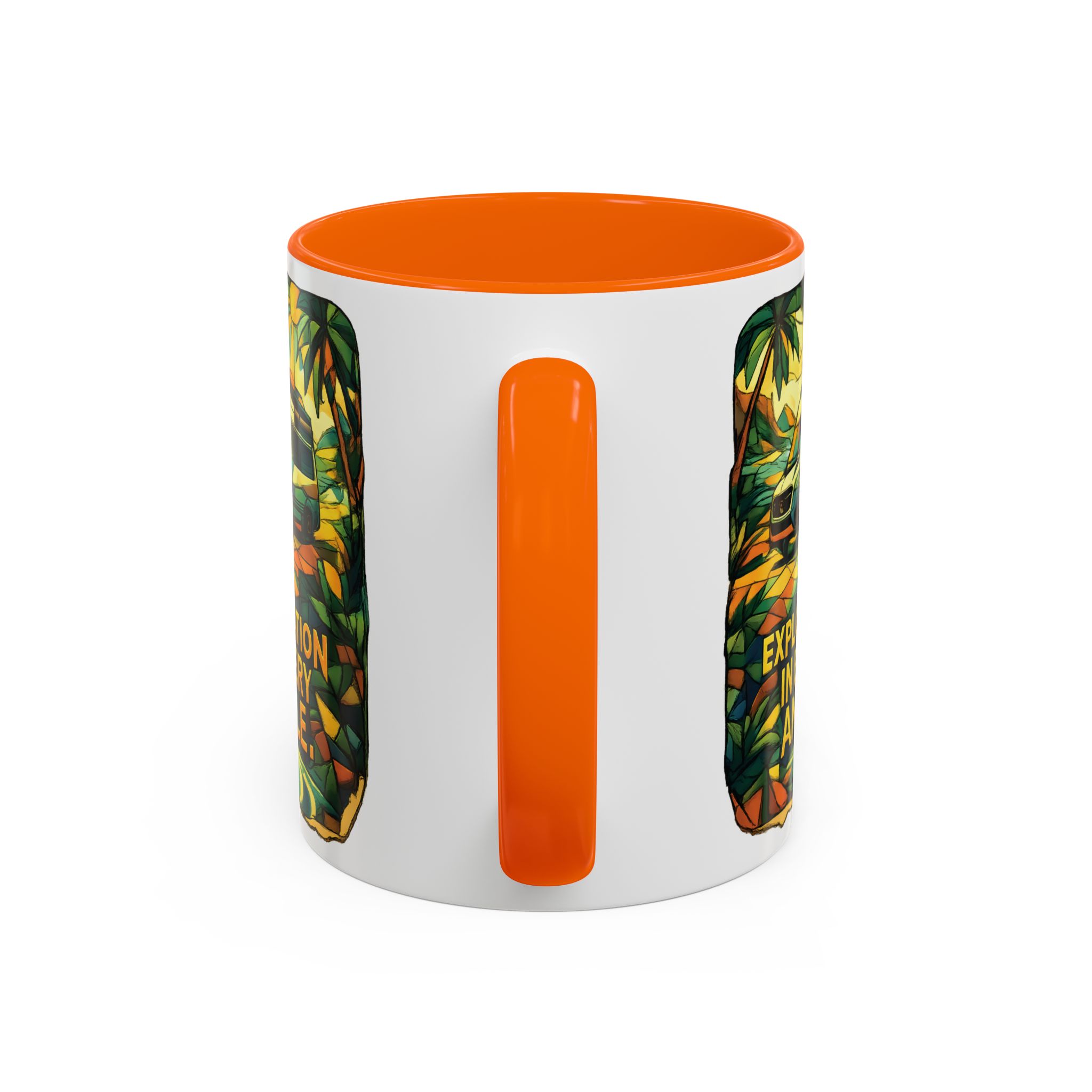 Accent Coffee Mug (11, 15oz) — "Exploration In Every Angle" Design Cubic-Line