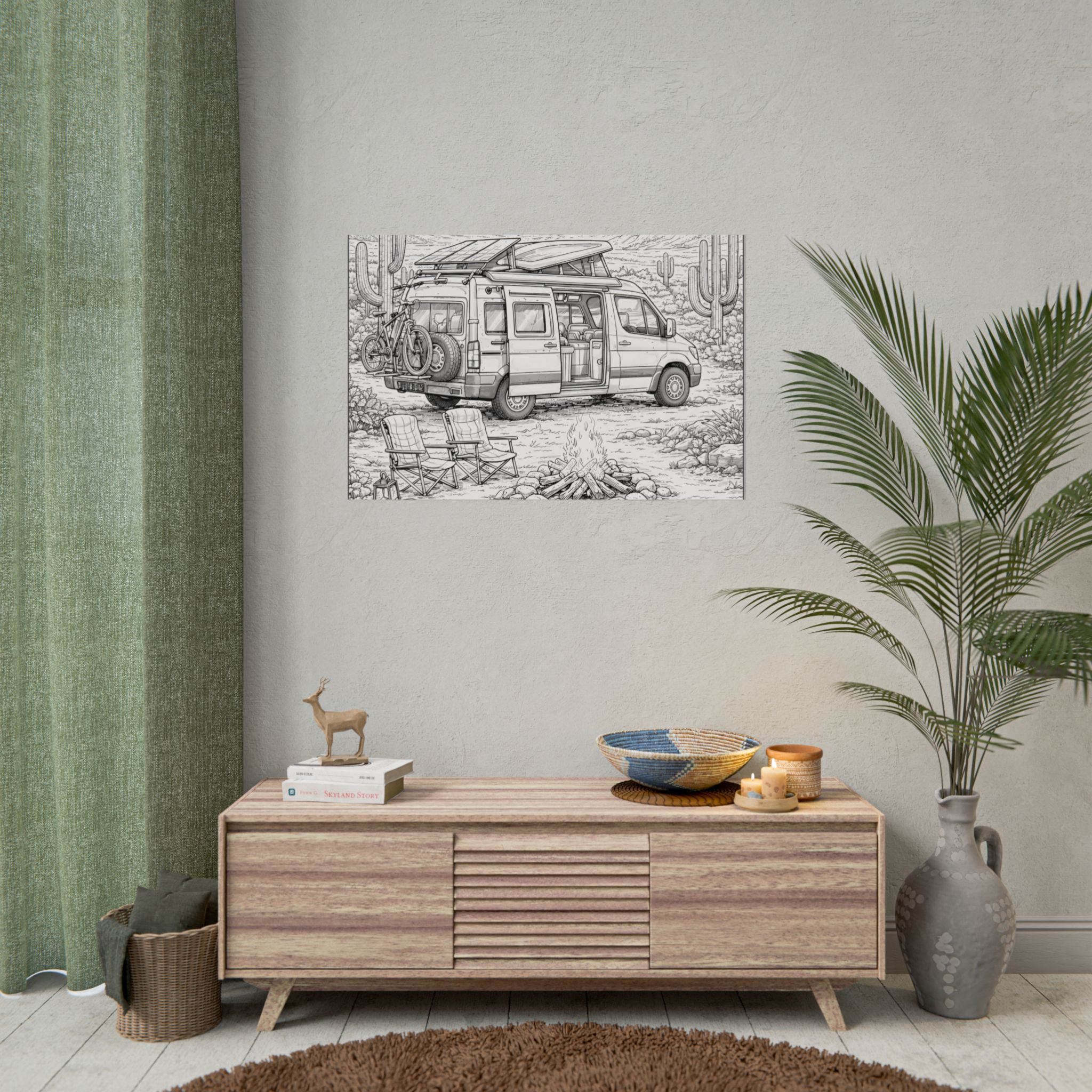 Campervan Poster — Vintage RV Camping Landscape Wall Art