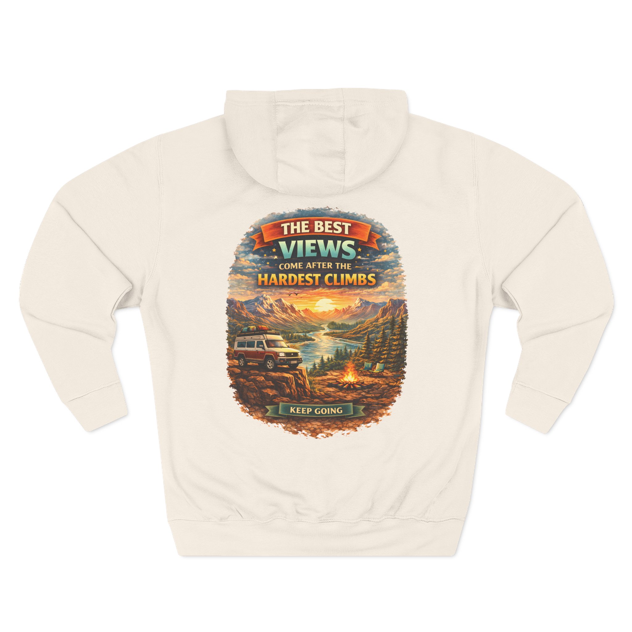 Three-Panel Fleece Hoodie - "The Best Views" Design Scenic-Line