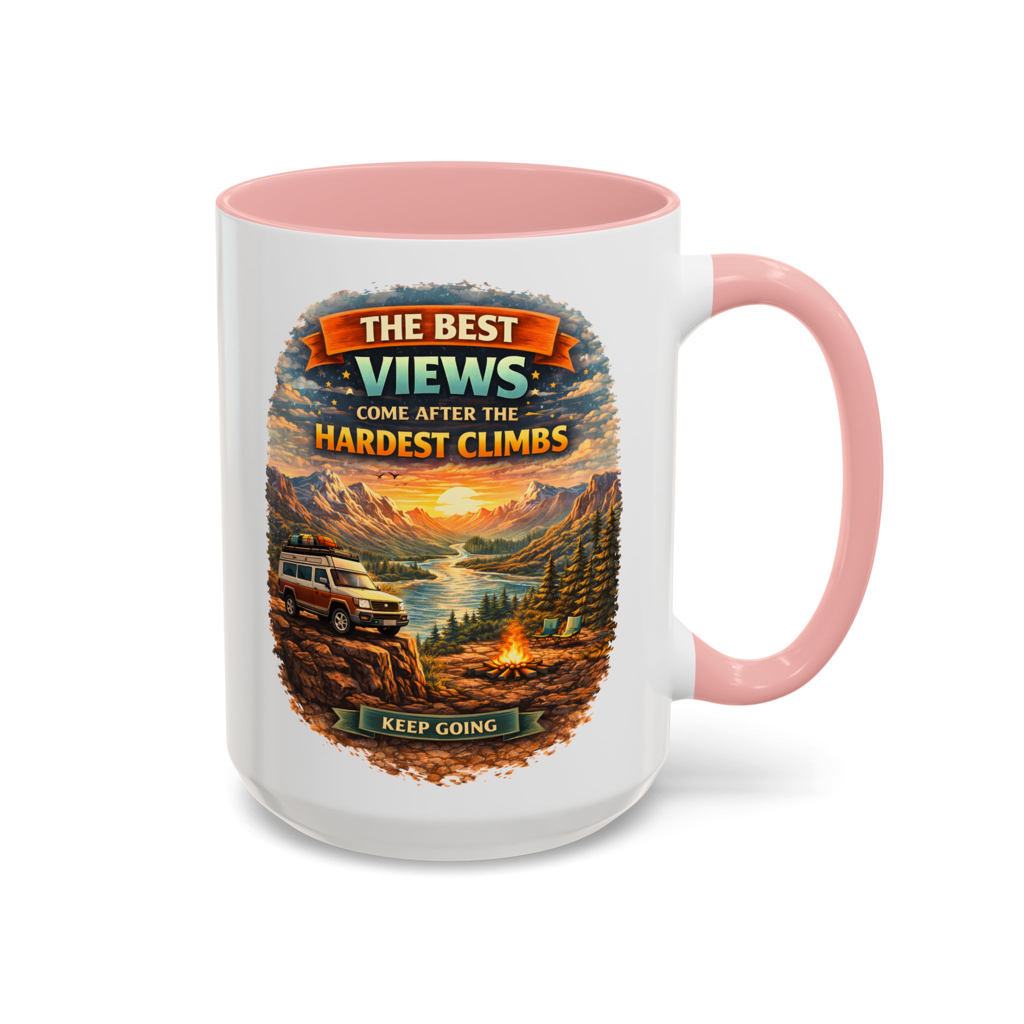 Accent Coffee Mug (11, 15oz) — "The Best Views" Design Scenic-Line