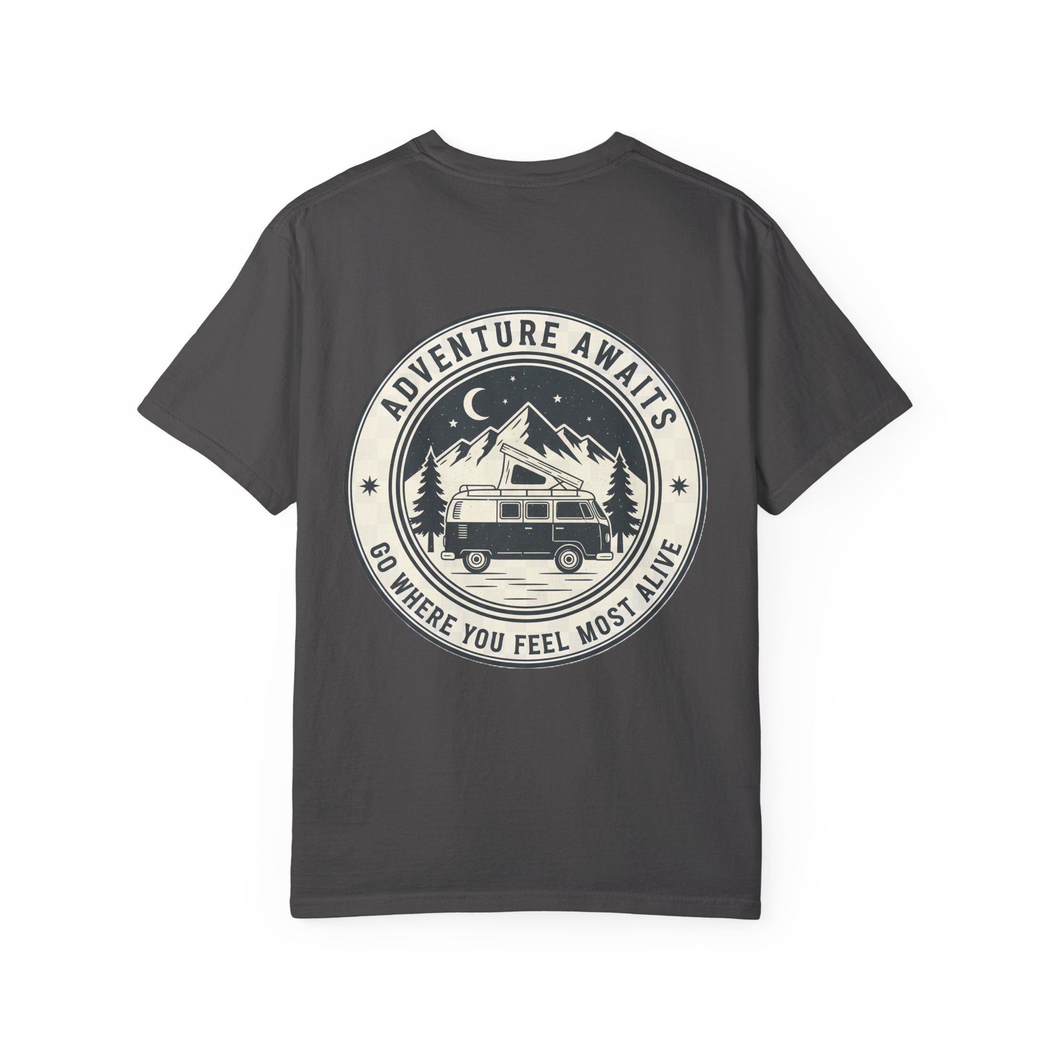 3281523614734902226_2048.jpeg T-Shirt — "Adventure Awaits-Go Where You Feel Most Alive" (Front + Back Printed) Outdoor Travel Tee