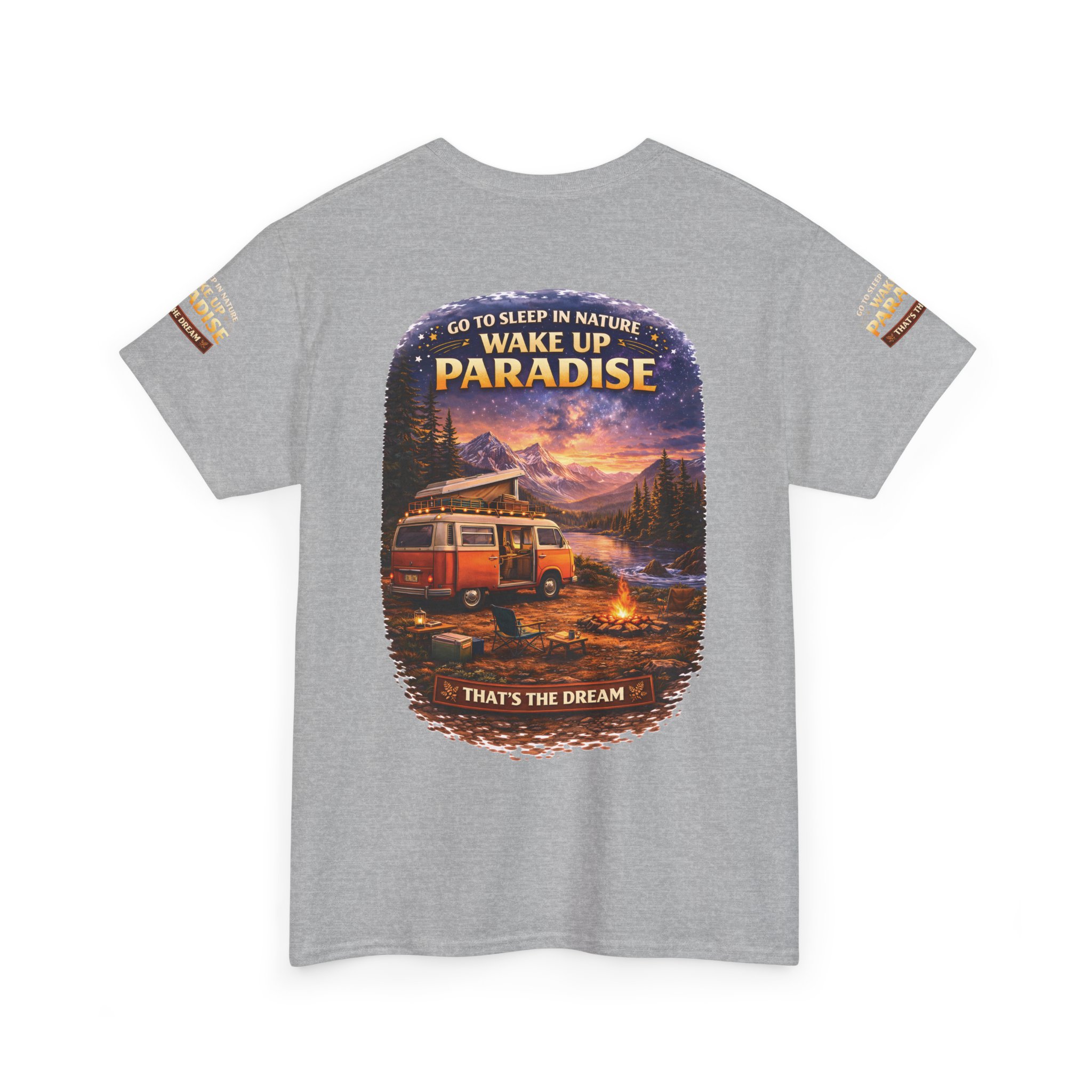 Unisex Heavy Cotton Tee — "Go To Sleep In Nature " Design Scenic-Line