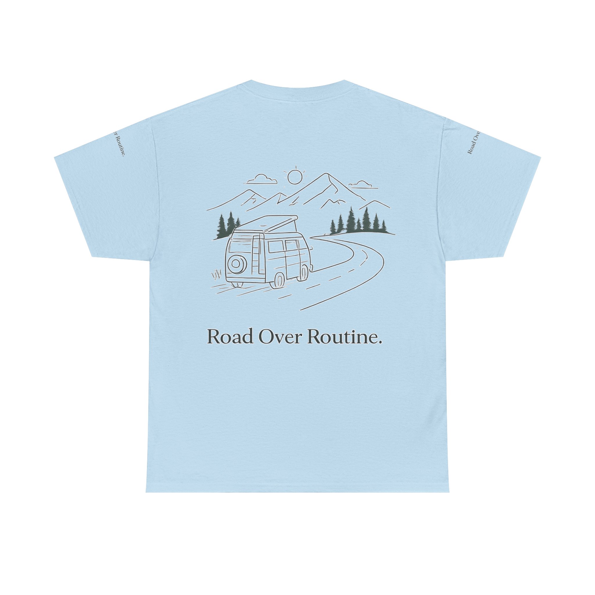 Unisex Heavy Cotton Tee — "Road Over Routine" Design Minimal-Line