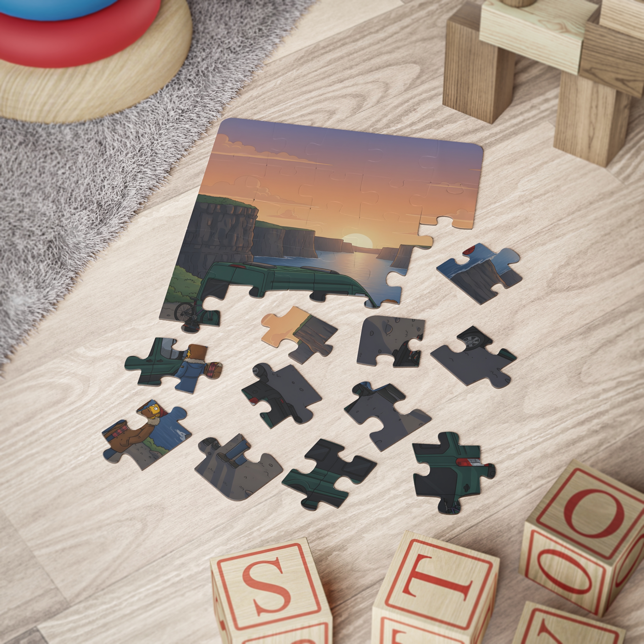 Kids' 30‑Piece Camping Puzzle — Sunset Van Adventure