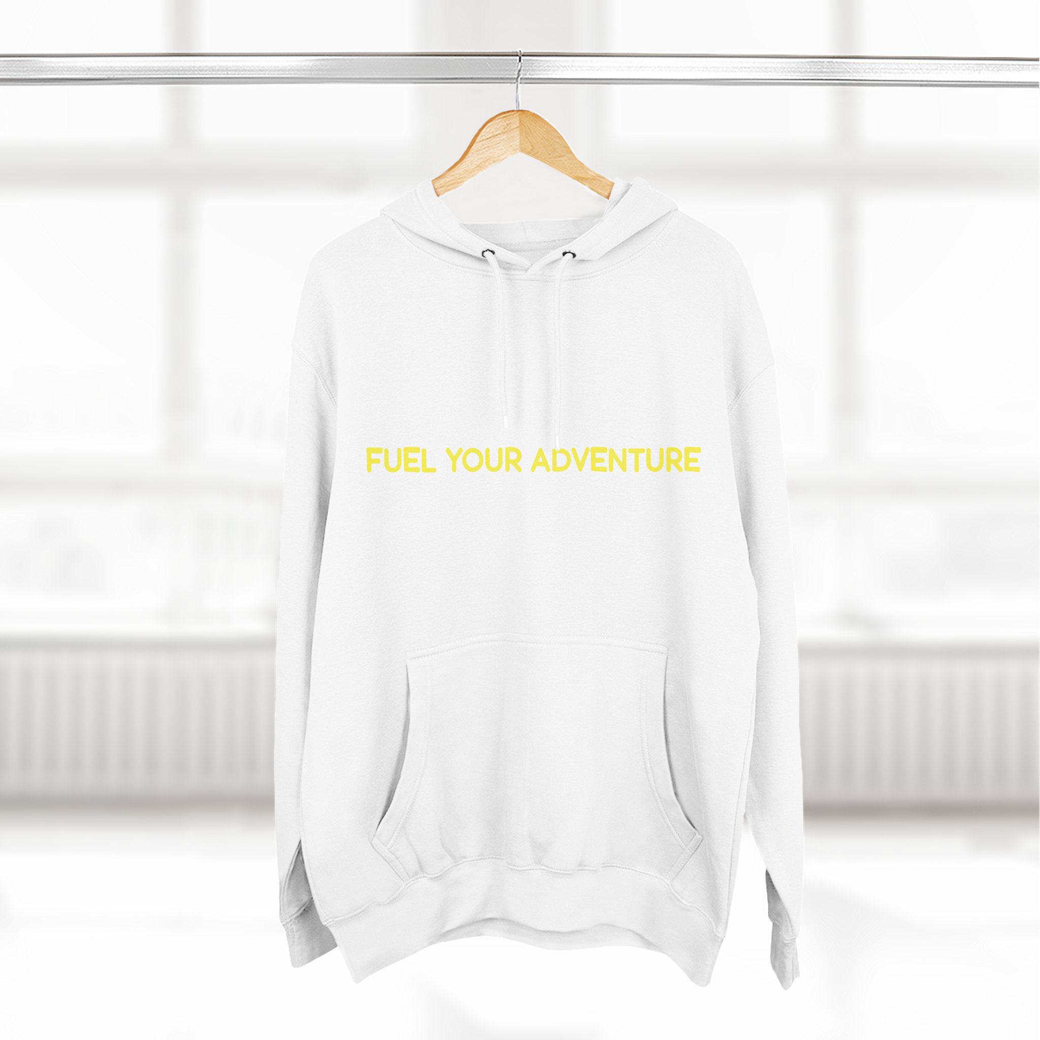 Three-Panel Fleece Hoodie - "Fuel Your Adventure" Design Sitcom-Line