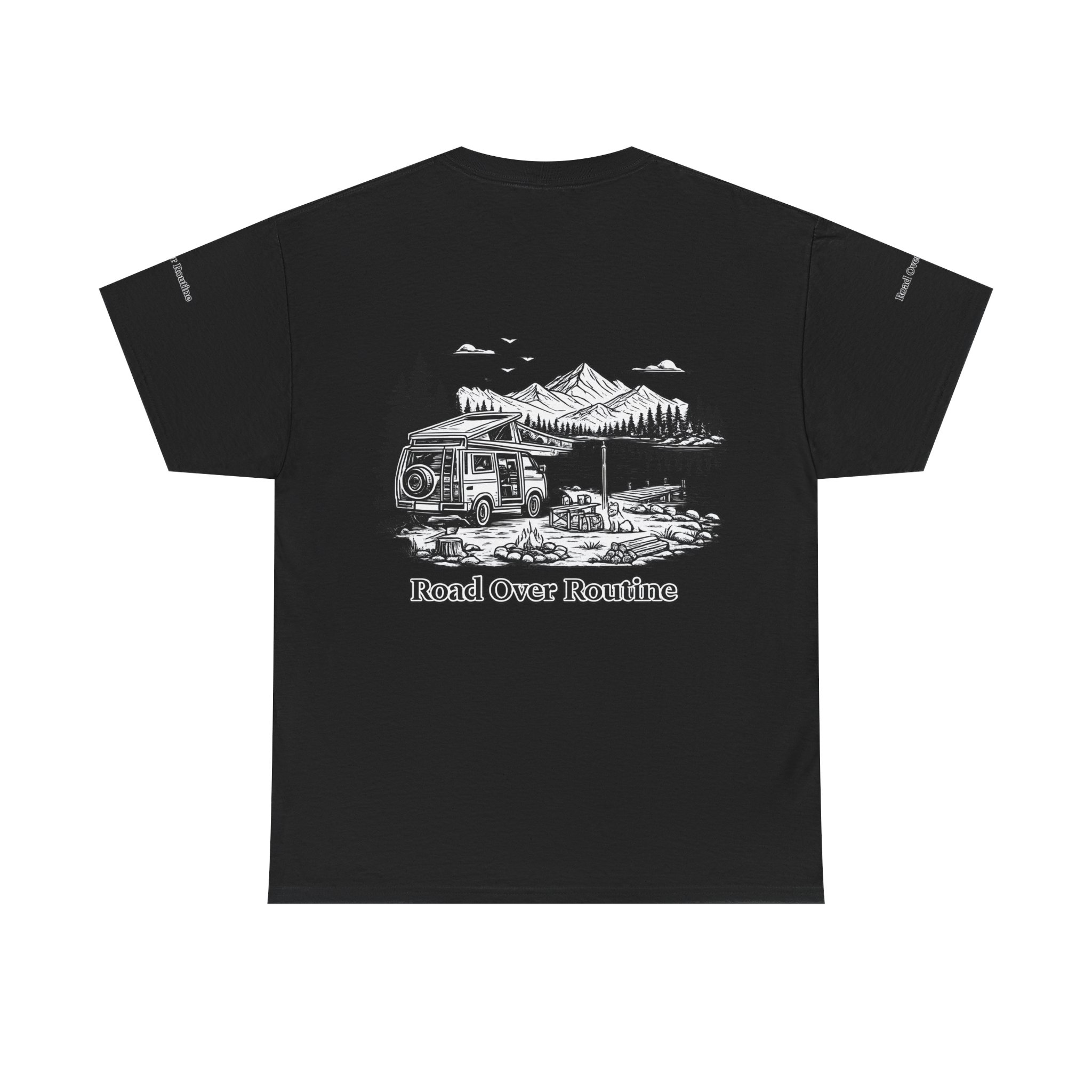 Unisex Heavy Cotton Tee — "Road Over Routine" Design Minimal-Line