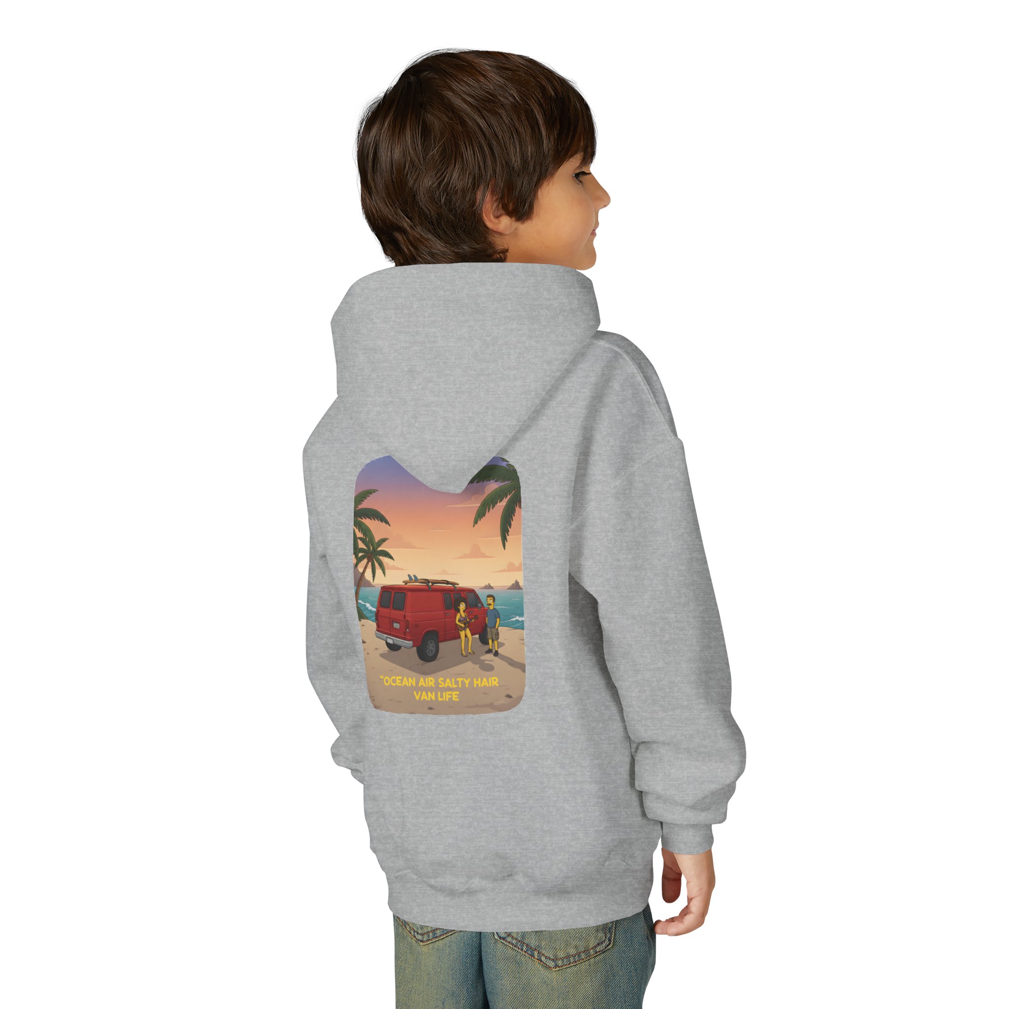 3295535119616109753_2048.jpeg Youth Hoodie(Gildan) – "Ocean Air Salty Hair Van Life" (Design Sitcom-Line)