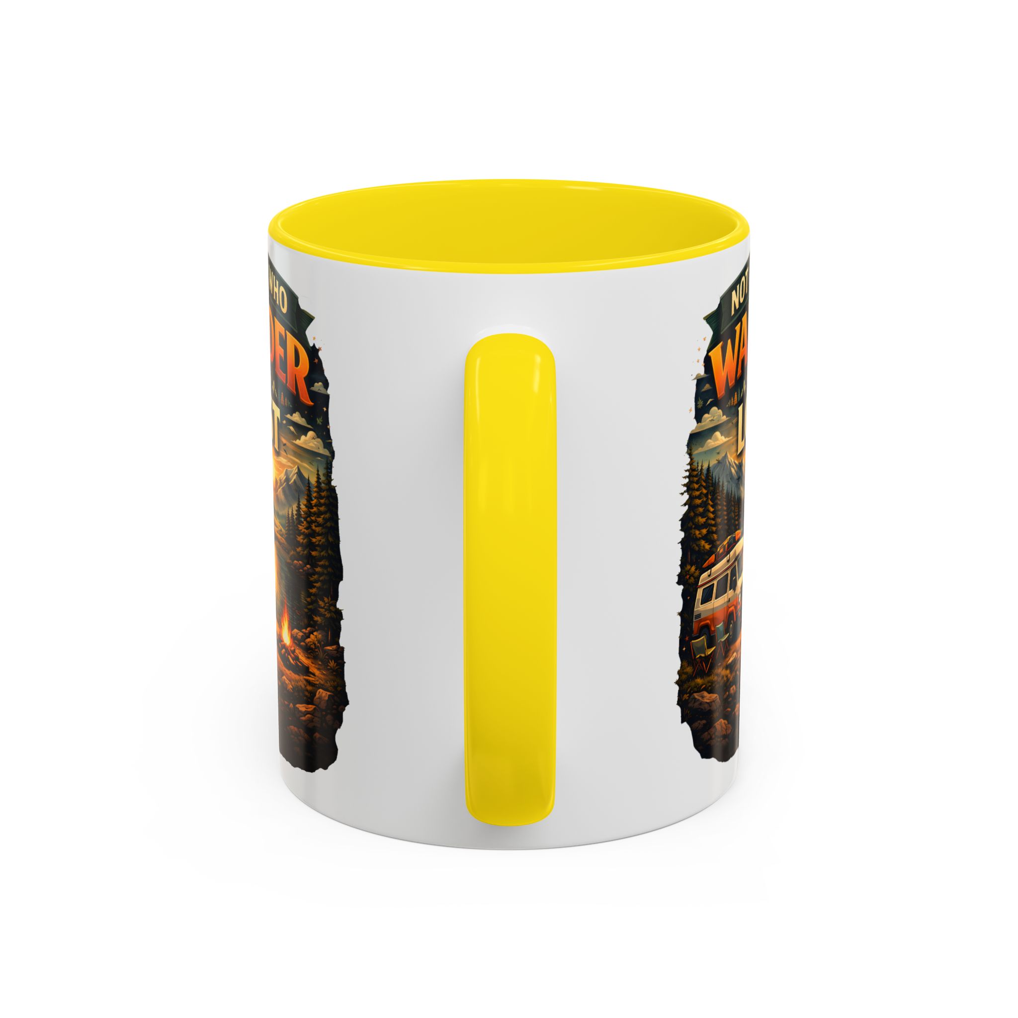 Accent Coffee Mug (11, 15oz) — "Not All Who Wander Are Lost" Design Scenic-Line