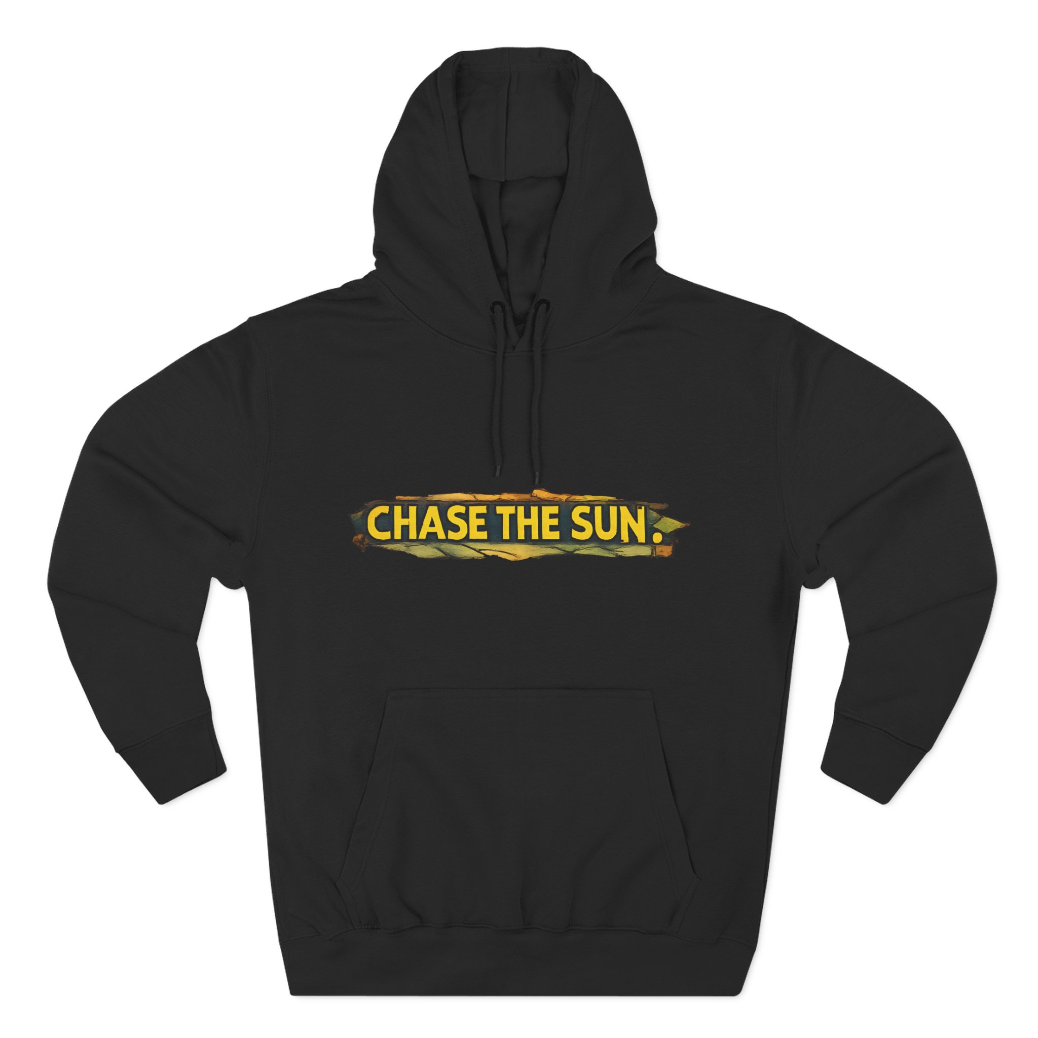 Three-Panel Fleece Hoodie - "Chase The Sun" Design Cubic-Line