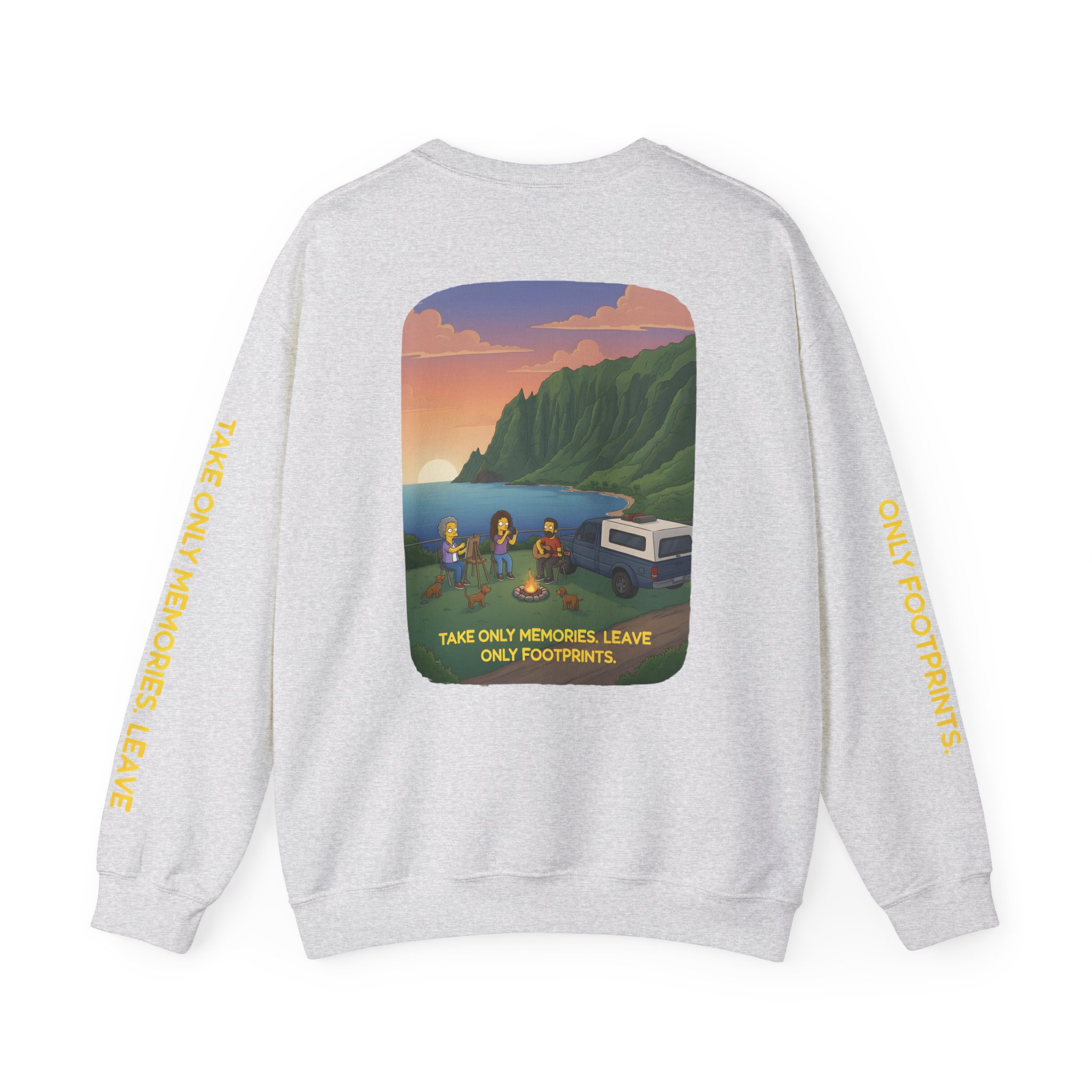 Unisex Heavy Blend™ Crewneck Sweatshirt — "Take Only Memories-Leave Only Footprints" Design Sitcom-Line