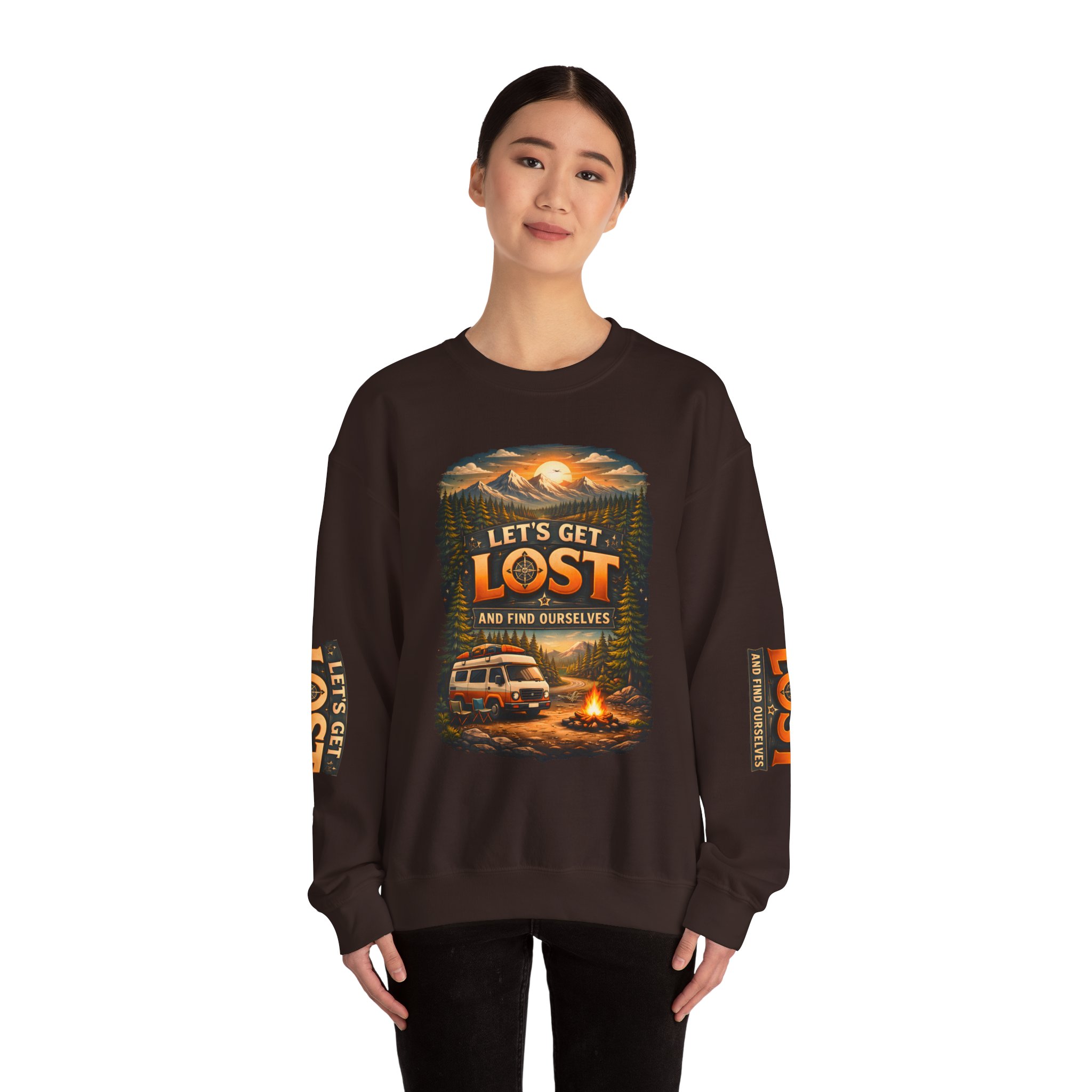 Unisex Heavy Blend™ Crewneck Sweatshirt — "Let´s Get Lost And Found Ourselfs" Design Scenic-Line