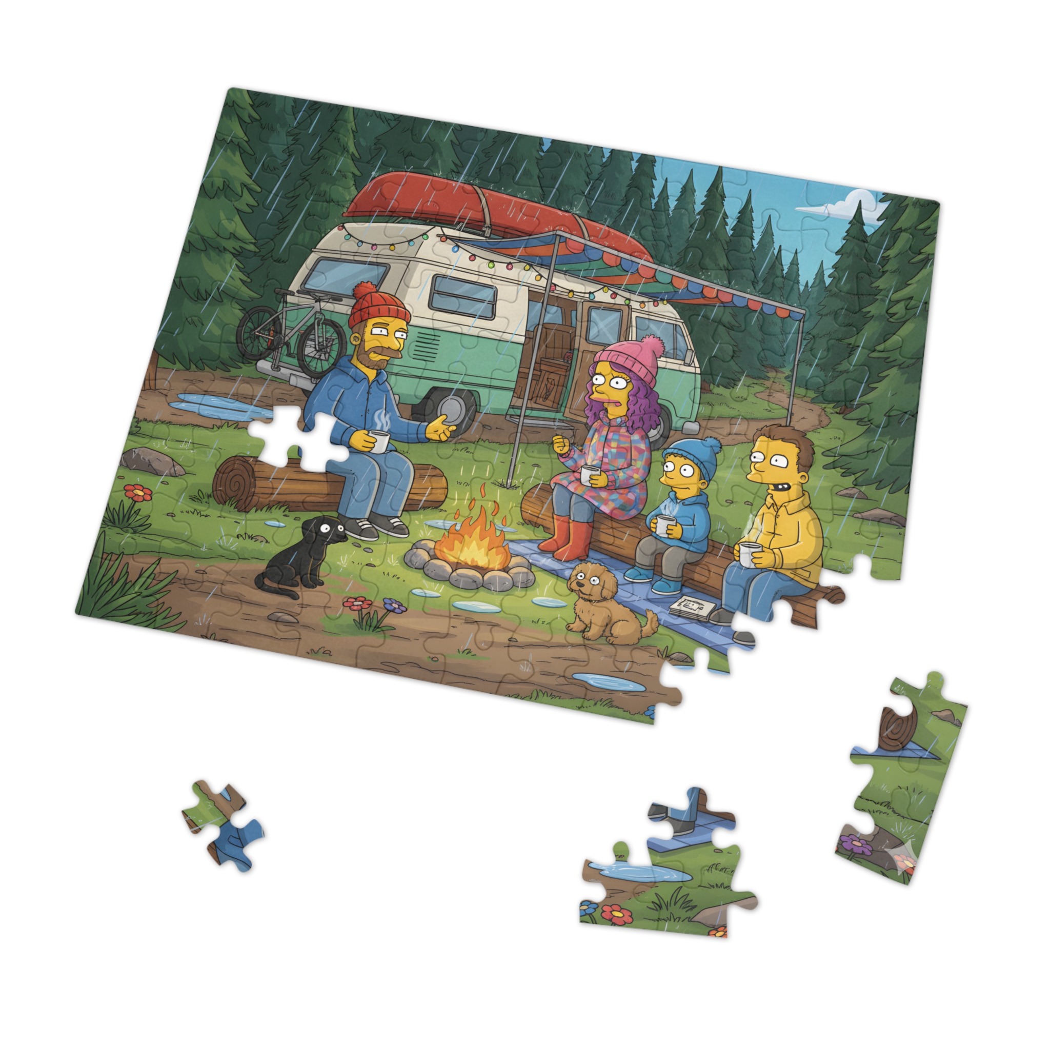 Jigsaw Puzzle with Tin — Outdoor Camper Scene