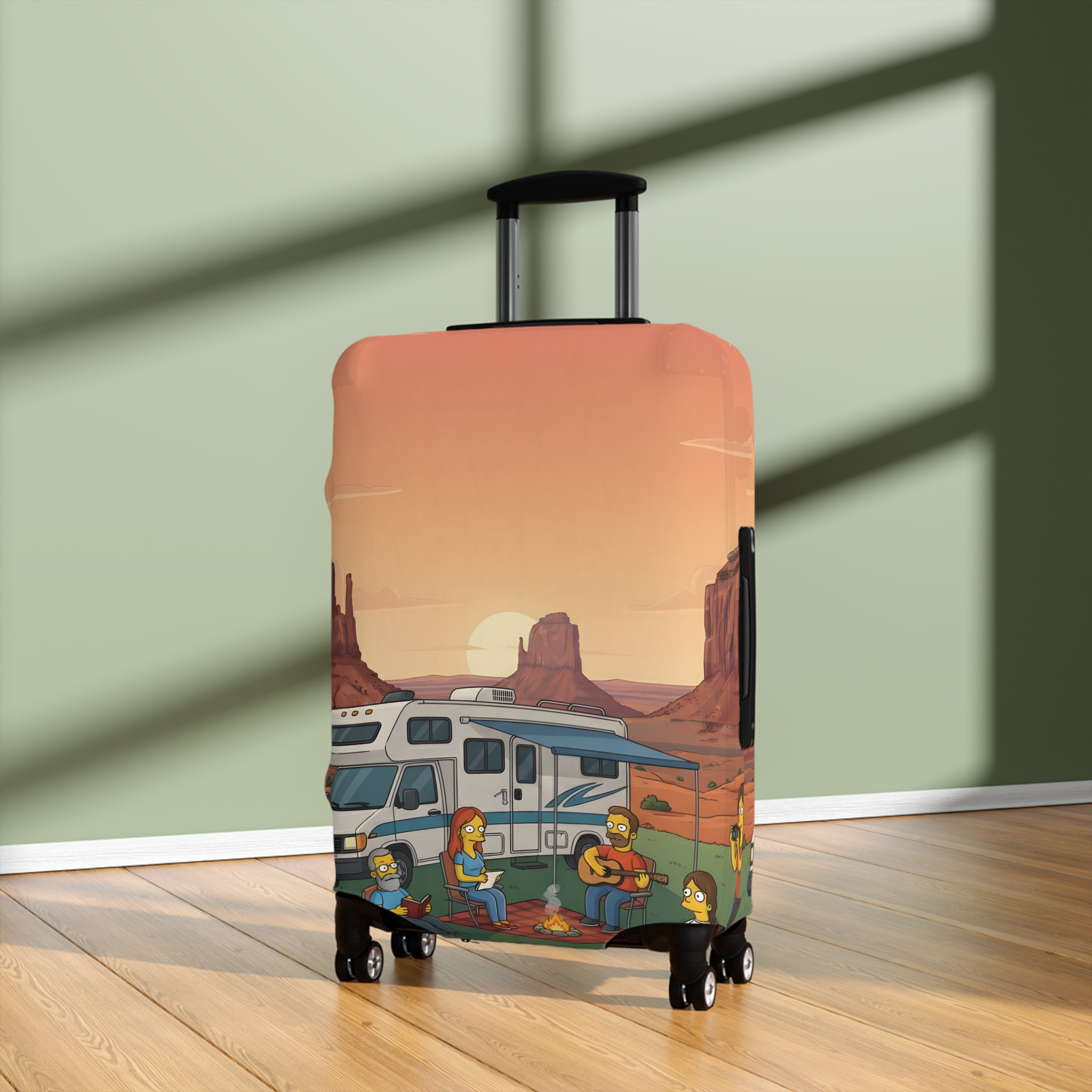 Luggage Cover — Adventure Camper Sketch Travel Suitcase(Design Sitcom-Line)