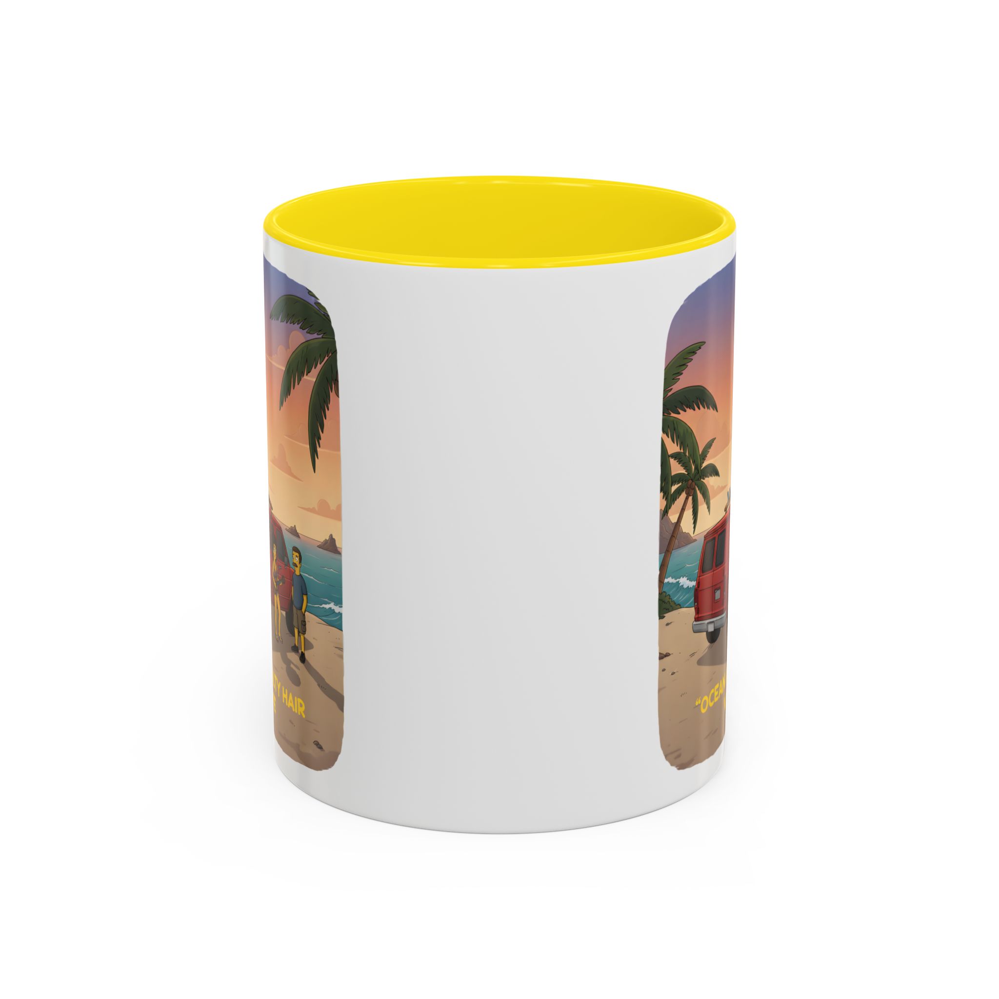 Accent Coffee Mug (11, 15oz) — "Ocean Air Salty Hair Van Life" Design Sitcom-Line