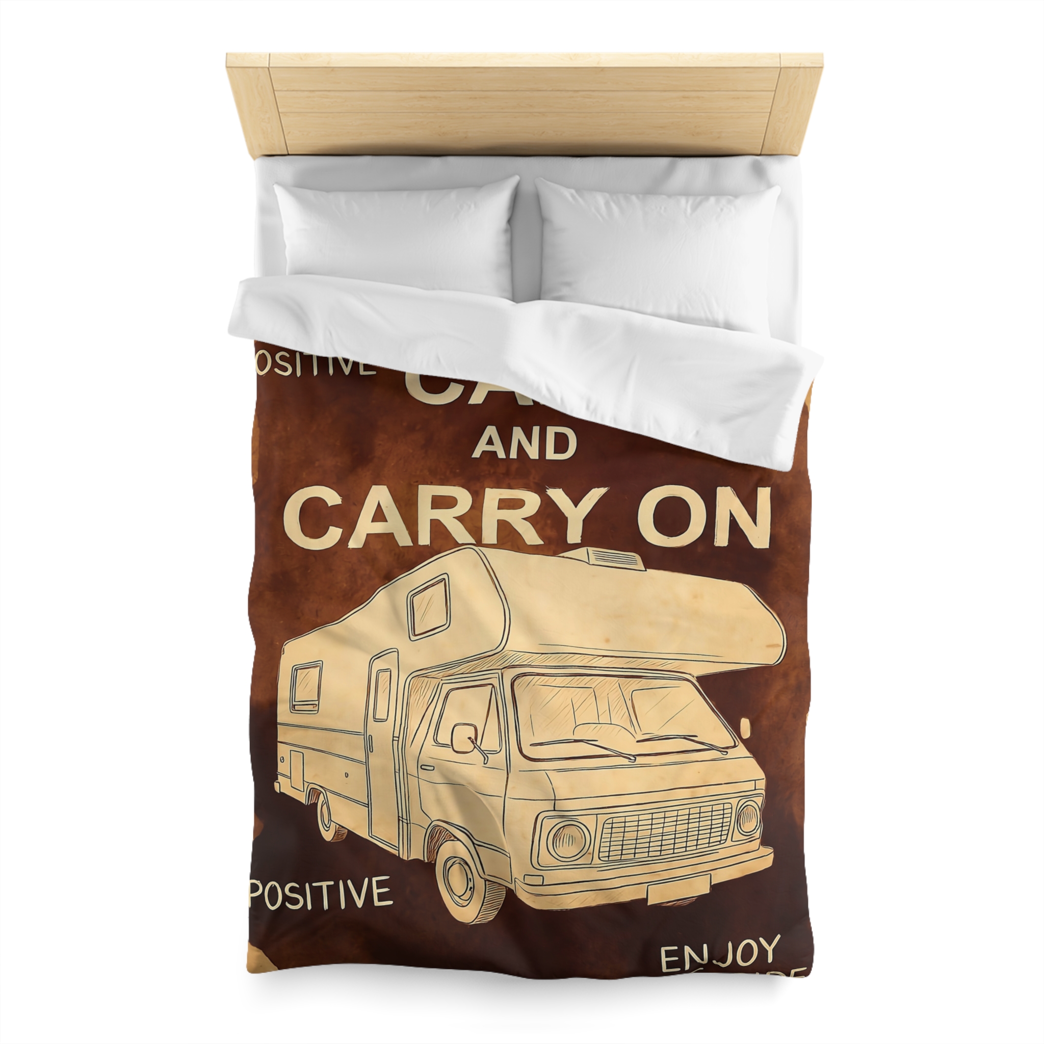 Duvet Cover - "Keep Calm and Carry On" RV Camper Retro Travel Microfiber Duvet