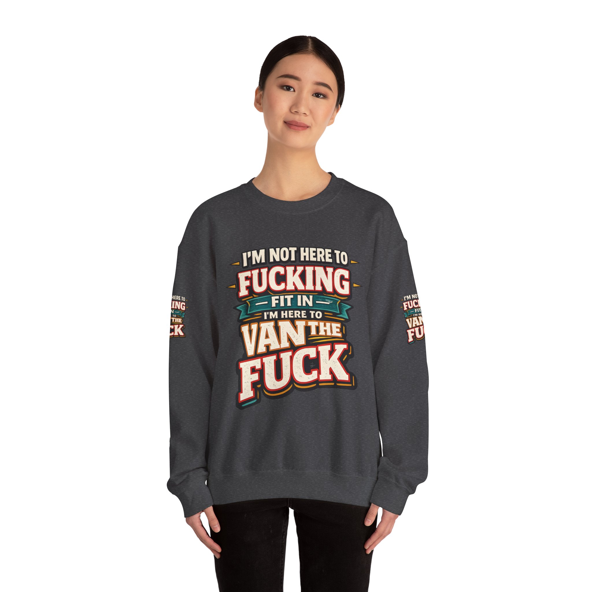 3313748048329851077_2048.jpeg Unisex Heavy Blend™ Crewneck Sweatshirt — "I´m Not Here To Fucking Fit In" Design F**K-Line